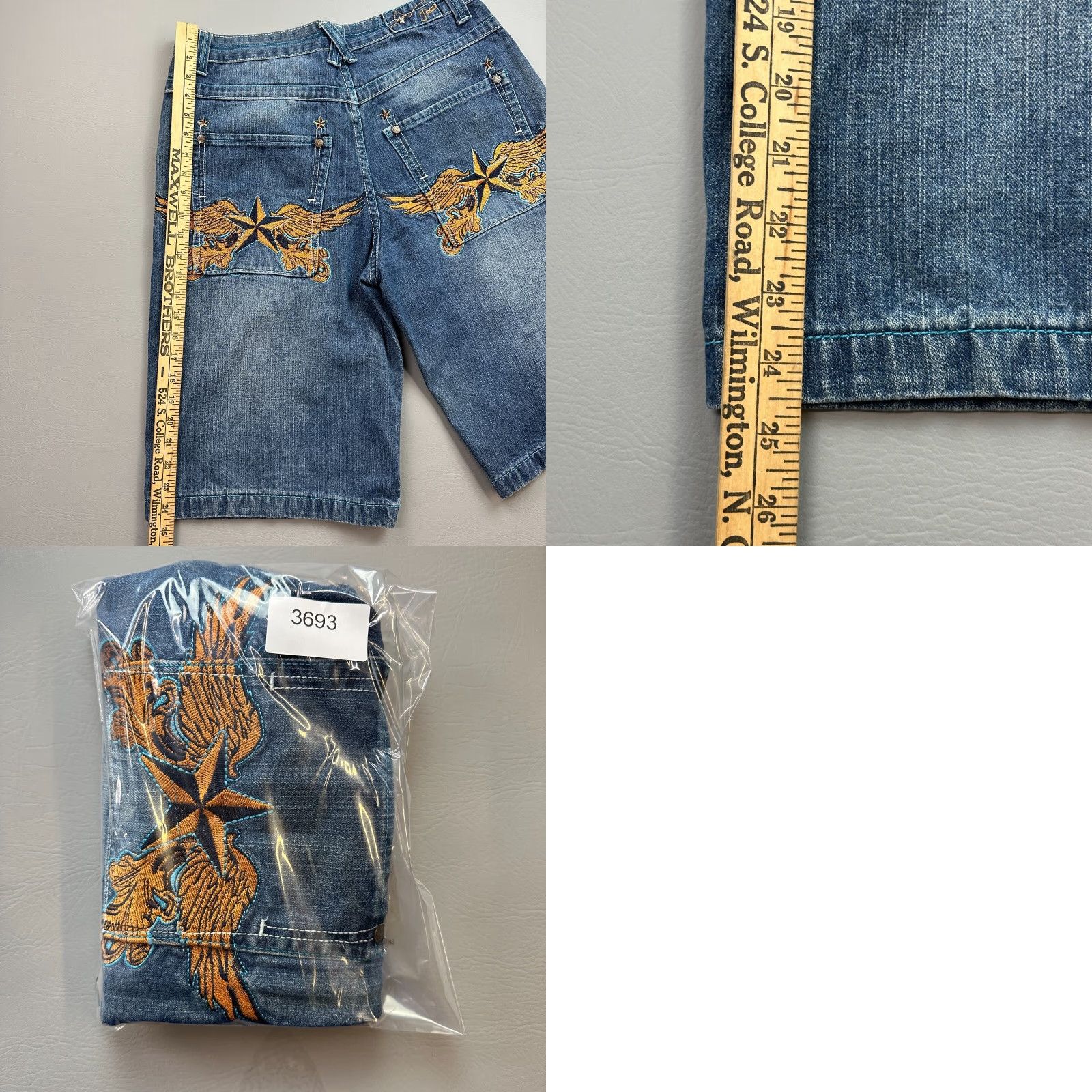 Denime VINTAGE Jinzu Shorts Mens 34 Blue Denim Baggy Embroidered Hip Hop Punk Skate Y2K Size US 34 / EU 50 - 10 Thumbnail