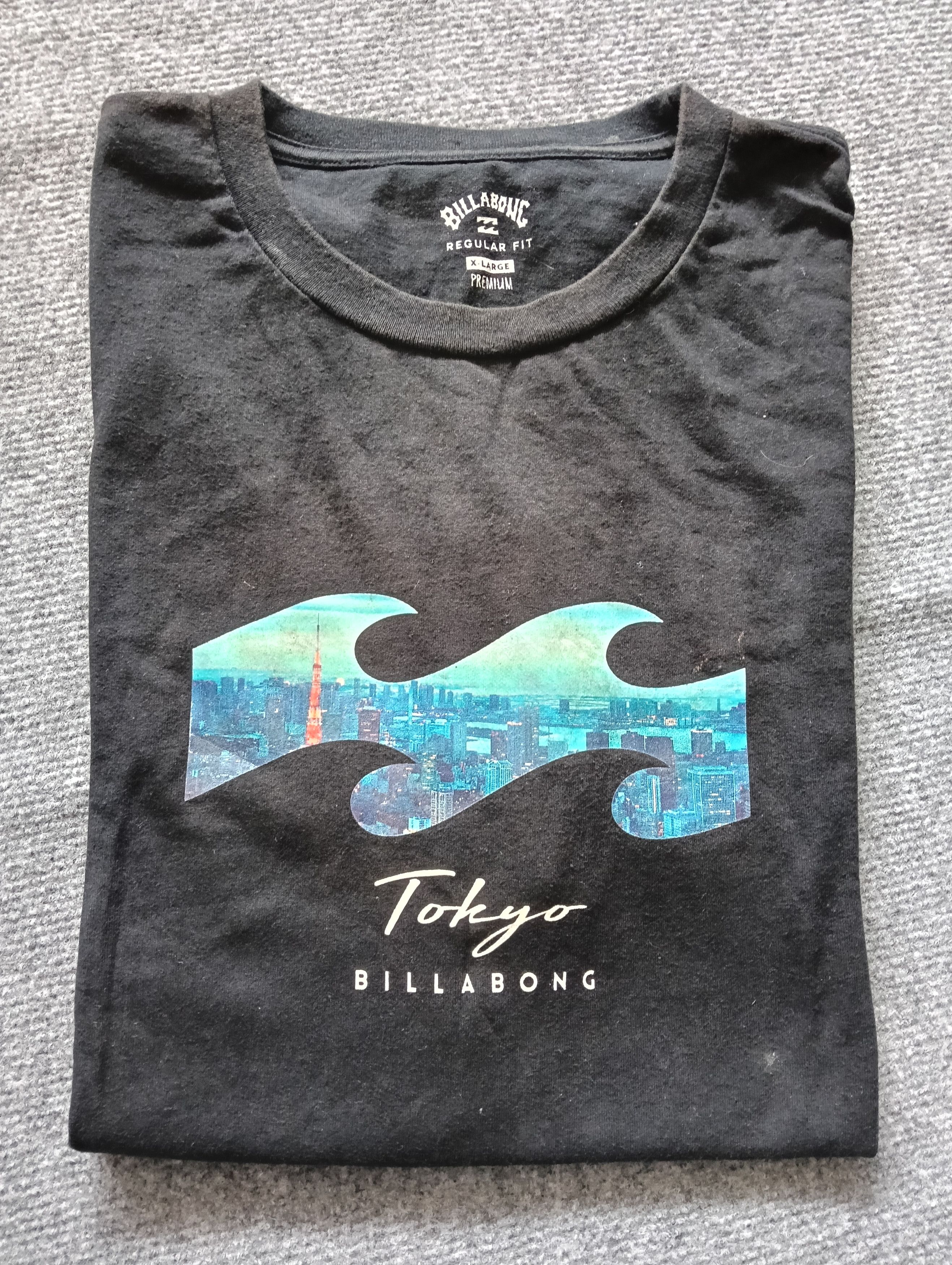 Billabong × Stussy × Volcom BILLABONG TOKYO BLACK FADED T-SHIRT. Size US XL / EU 56 / 4 - 8 Thumbnail