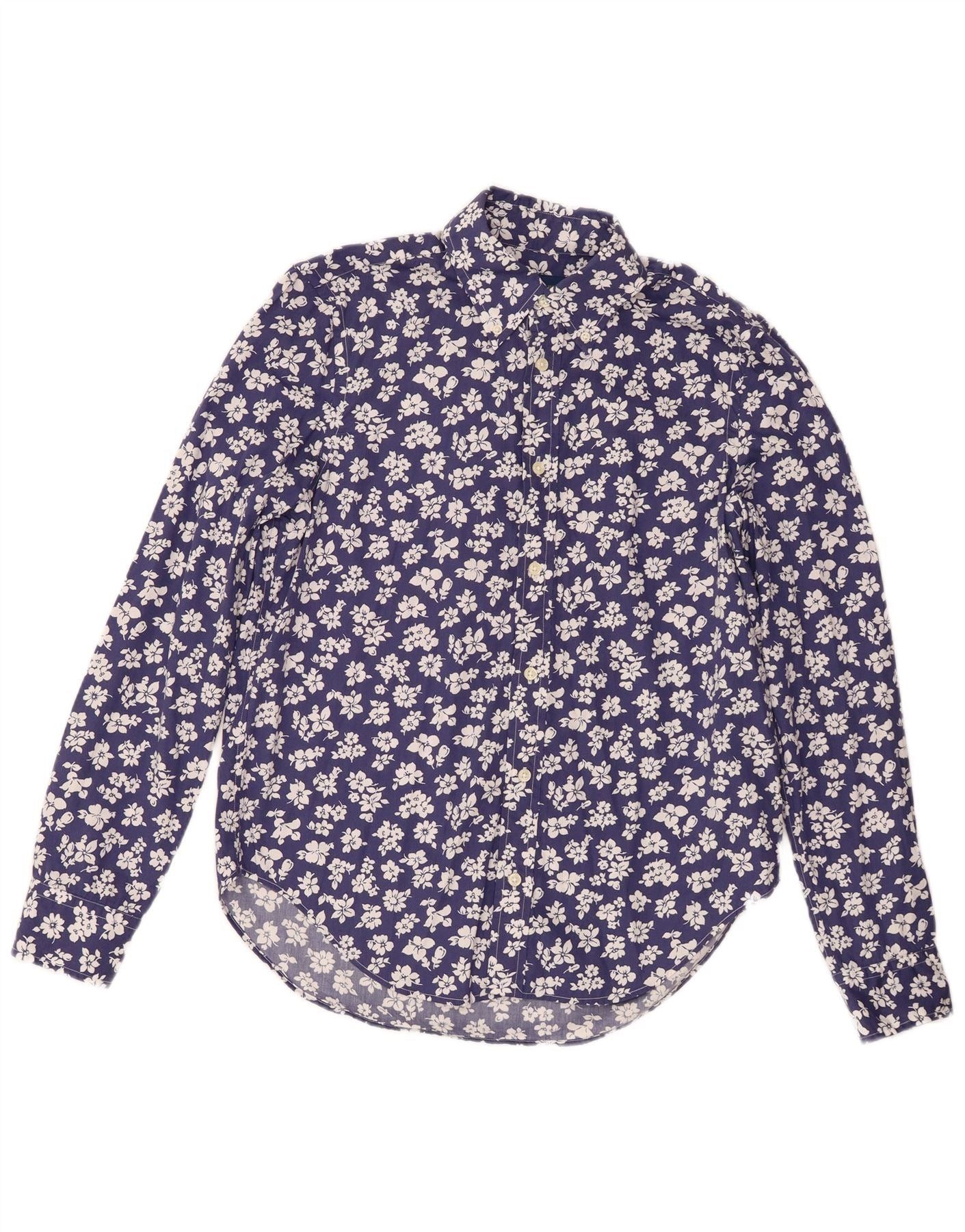 Ralph Lauren Womens Shirt US 8 Medium Navy Blue Floral Cotton Size S / US 4 / IT 40 - 1 Thumbnail
