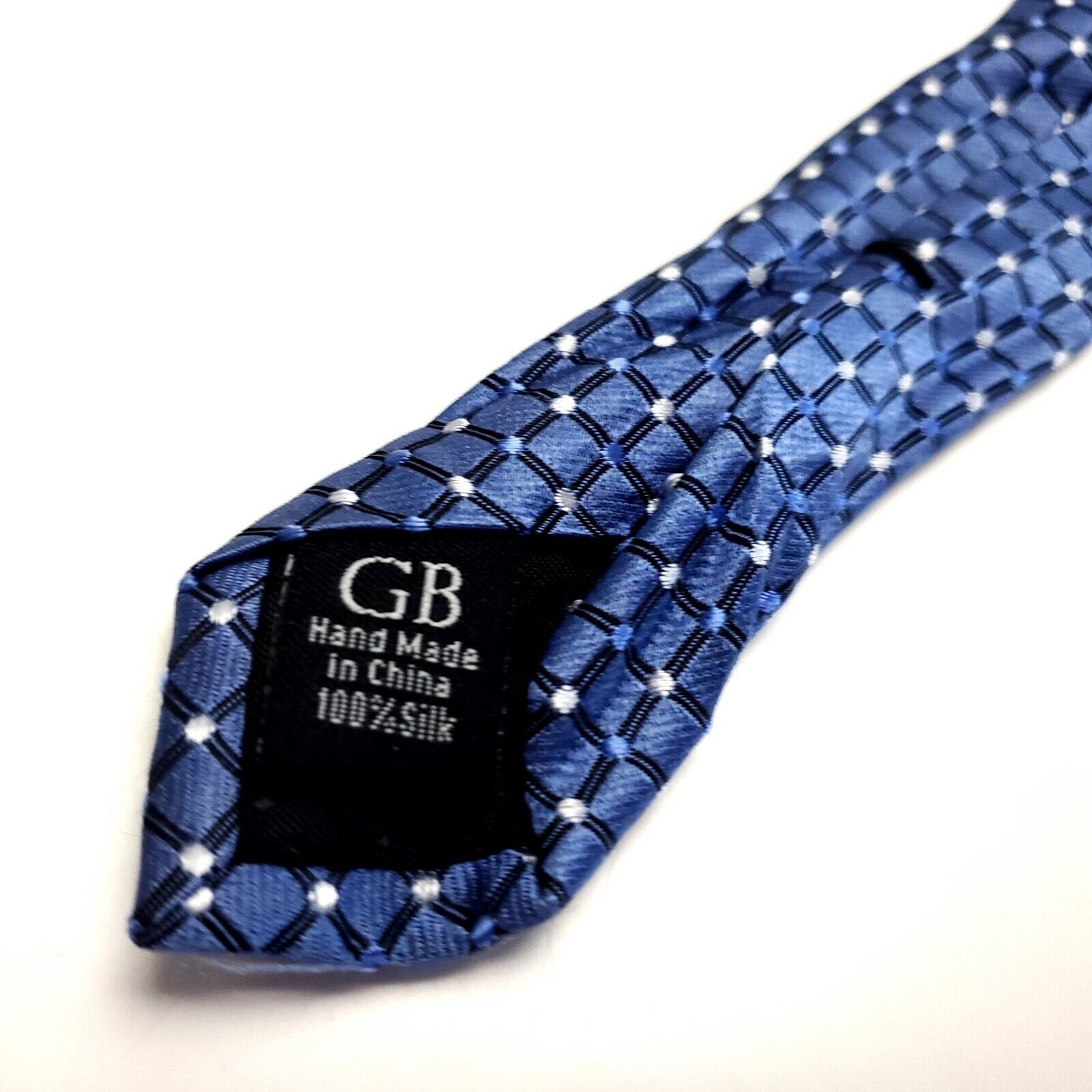 Designer Geoffrey Beene Blue Silk Tie Woven Check Size ONE SIZE - 5 Thumbnail
