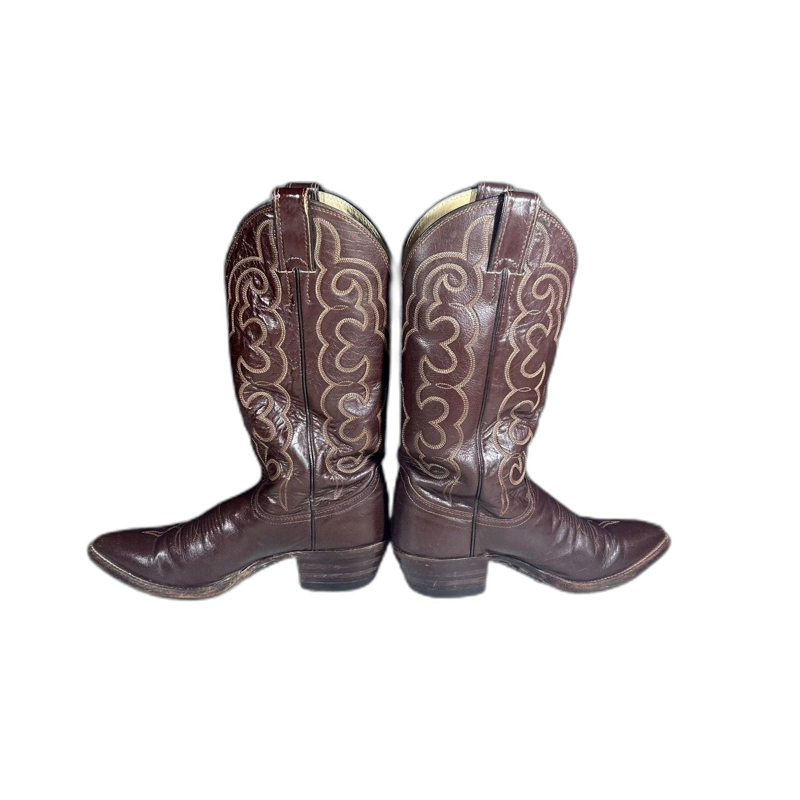 Justin Boots Justin Brown Leather Cowboy Boots Embroidered #4596 Mens 6D Size US 6 / EU 39 - 5 Thumbnail