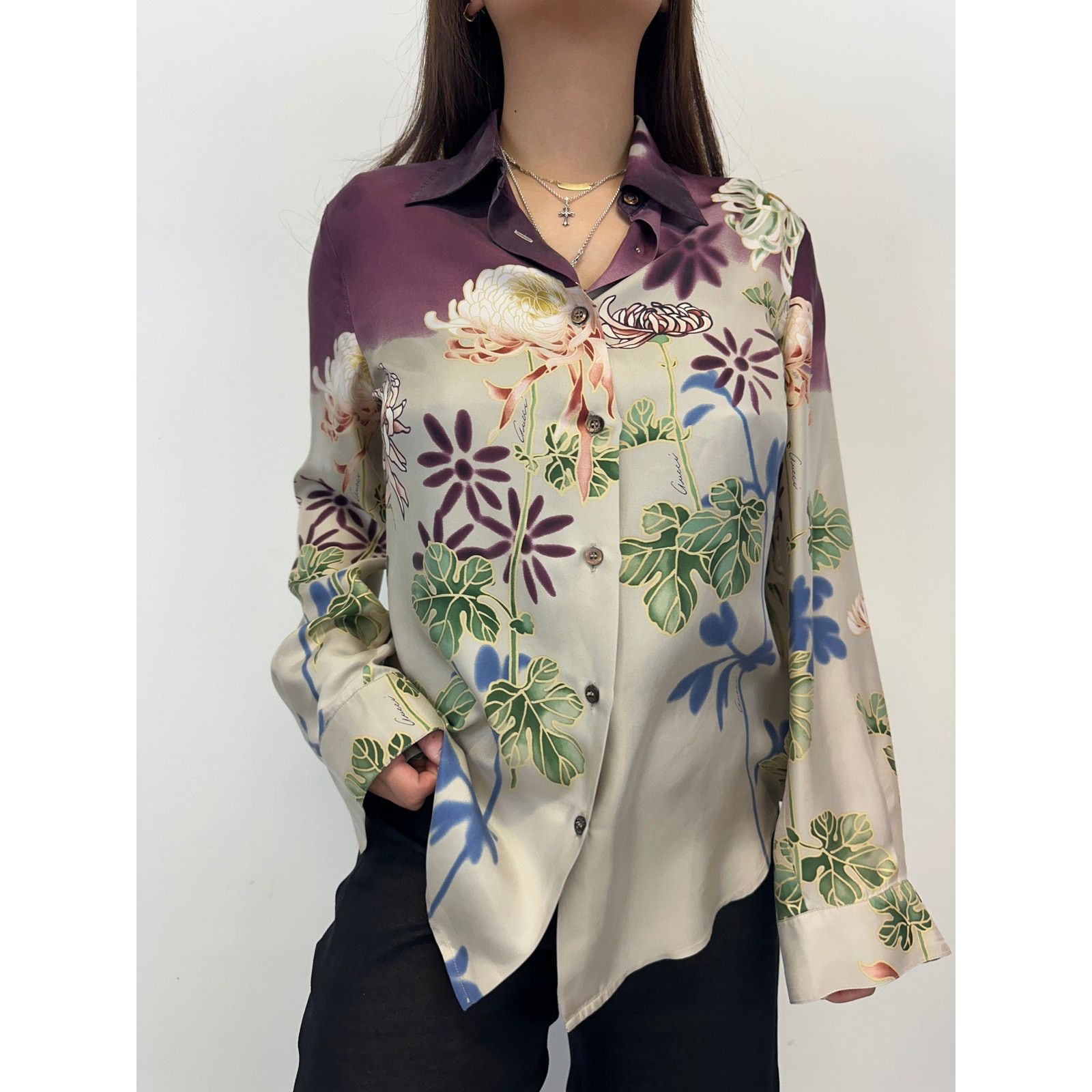 Gucci SS2001 Gucci by Tom Ford Chrysanthemum silk shirt Size M / US 6-8 / IT 42-44 - 7 Thumbnail