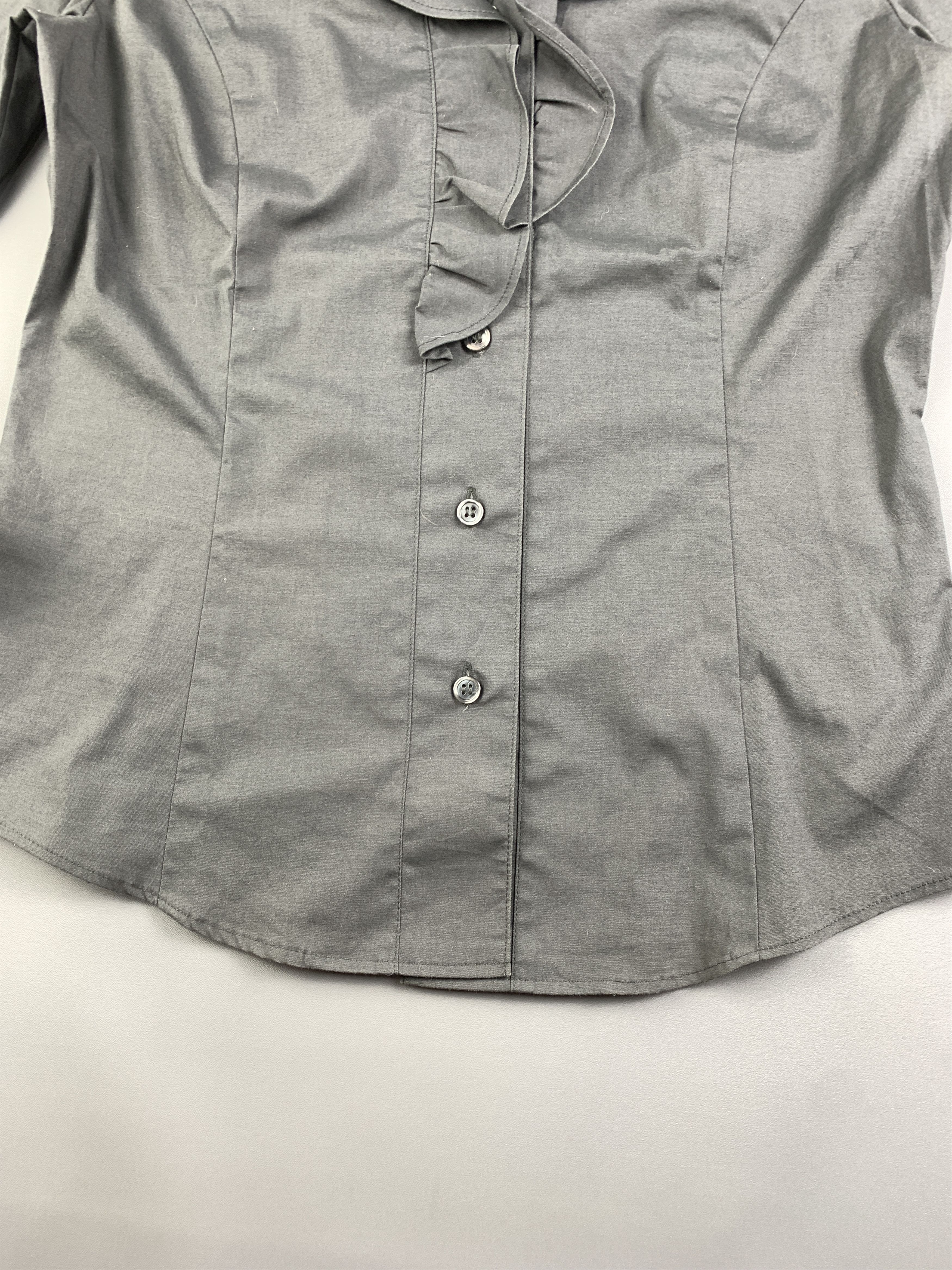 Japanese Brand Allure de Elle Charcoal Ruffle Shirt (M) Size M / US 6-8 / IT 42-44 - 6 Thumbnail