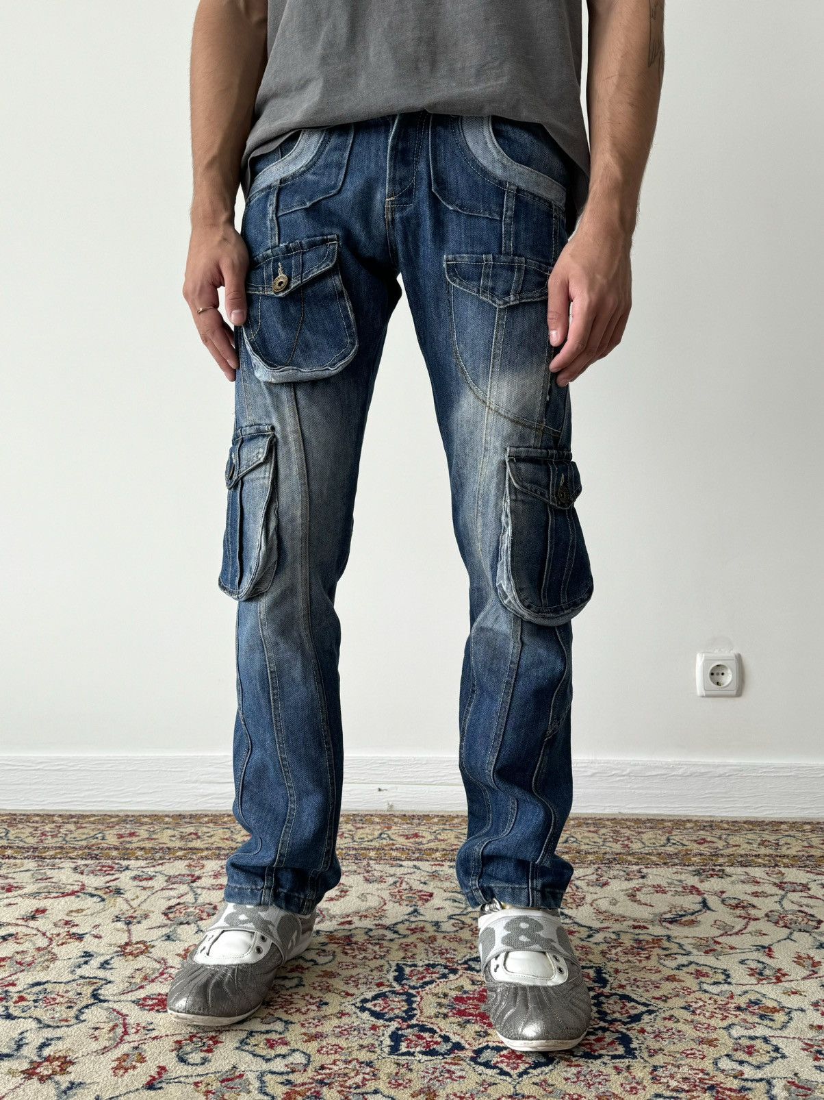 Vintage Y2K Style Peviani Multipocket Skate Jeans Pants