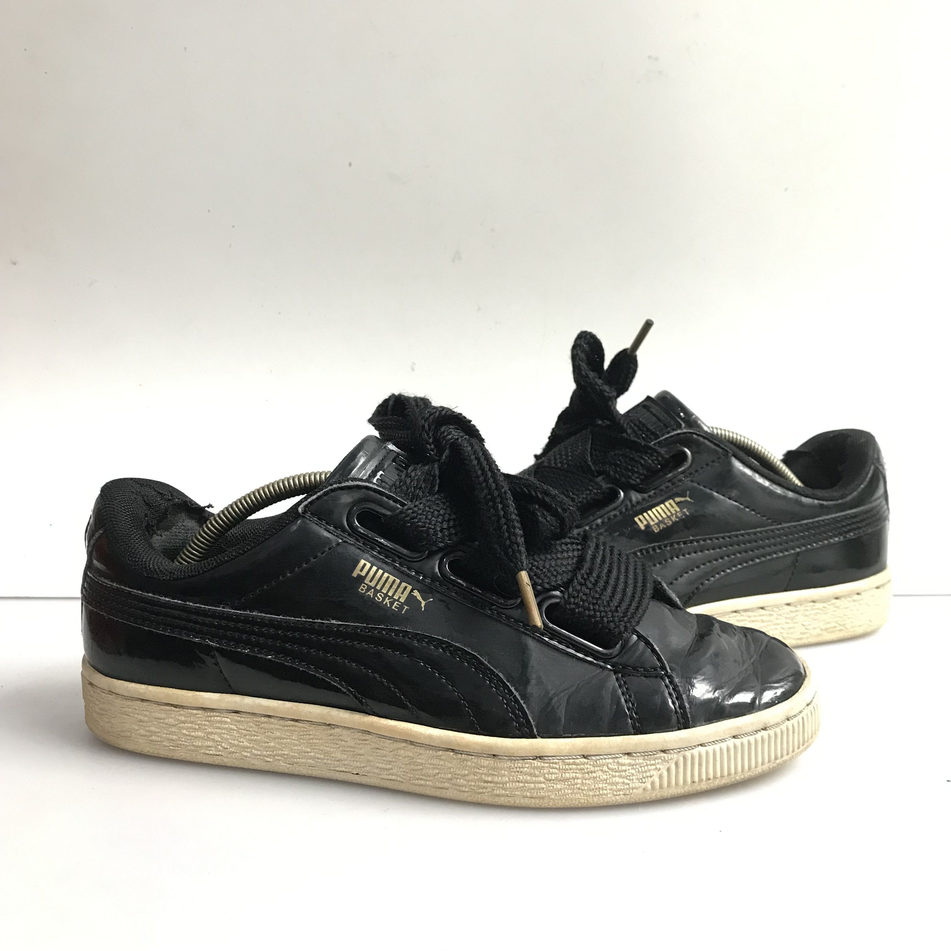 Puma Vintage Puma Basket Trainner sneakers Black Leather white Size US 5 / EU 37 - 1 Thumbnail