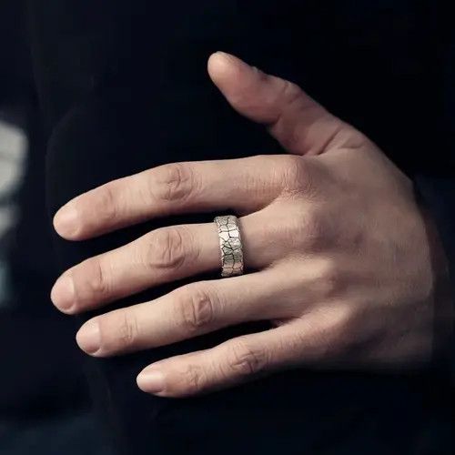 Vintage Cracked Stone Pattern Ring Size ONE SIZE - 4 Thumbnail