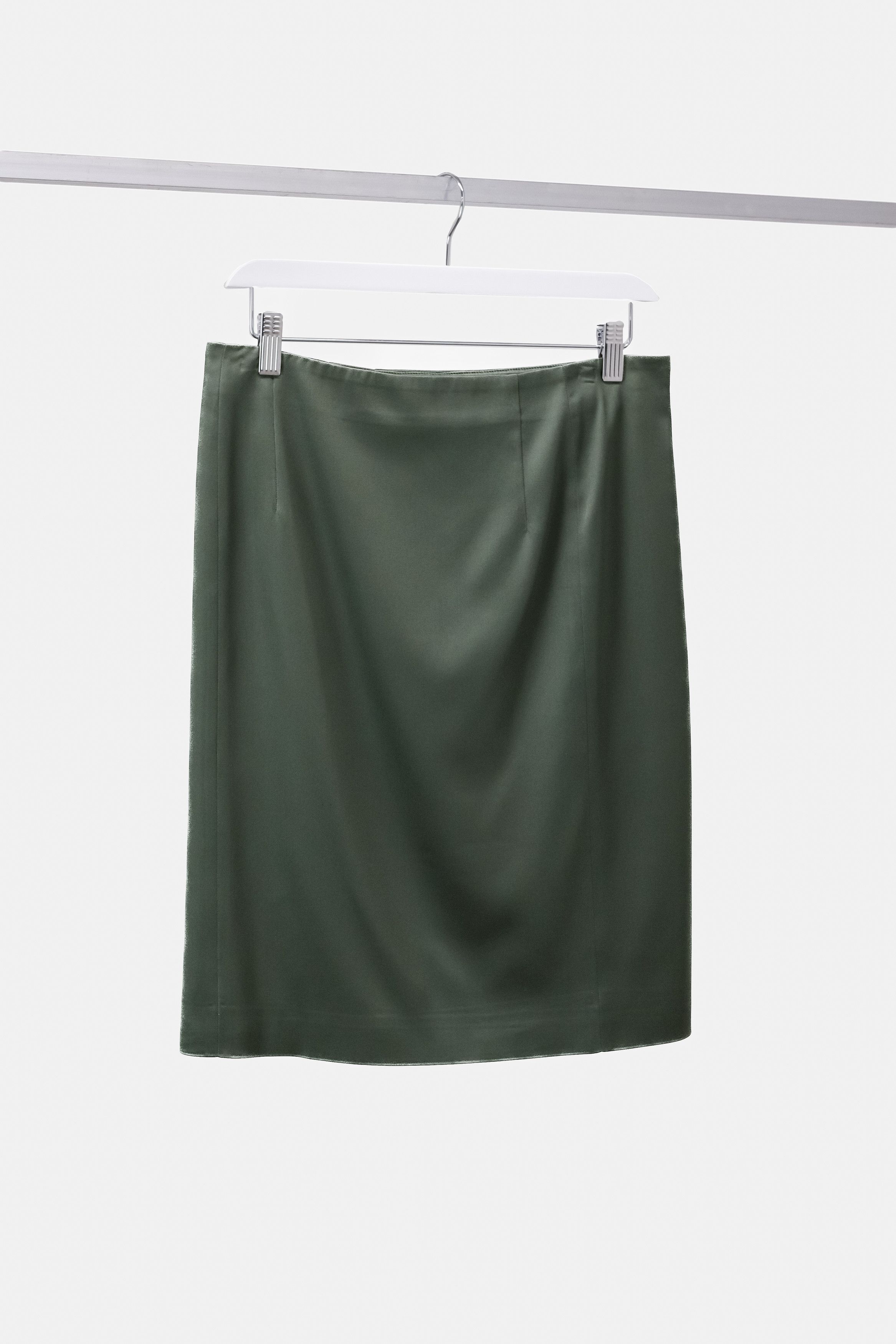 image of Acne Studios Aw15 Kassia Green Satin Skirt in Olive Green, Women's (Size 27)