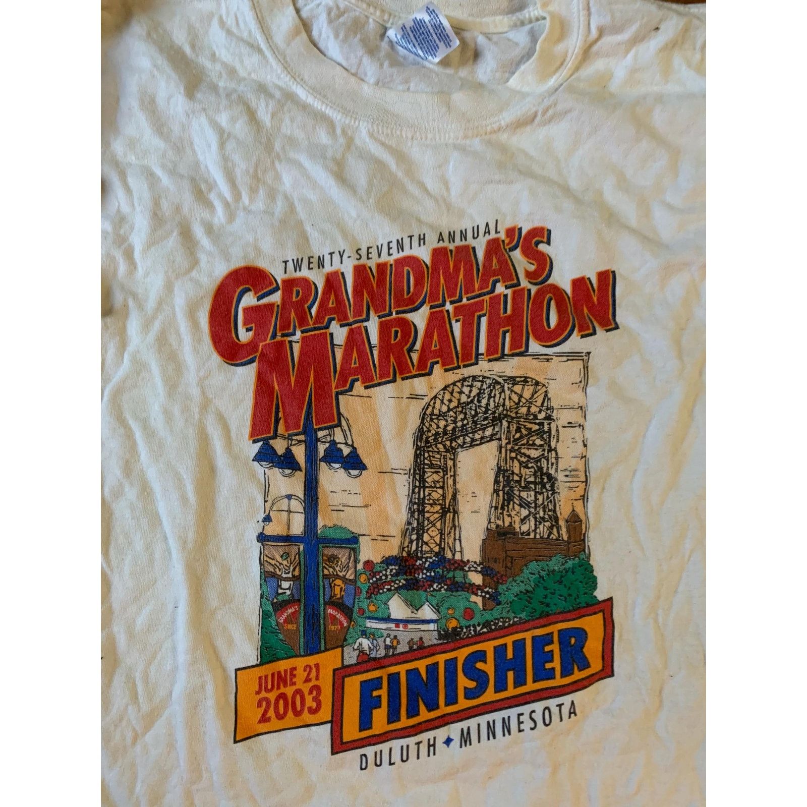 Gildan Vintage marathon T shirt size large 1990s 80s Size US L / EU 52-54 / 3 - 2 Thumbnail