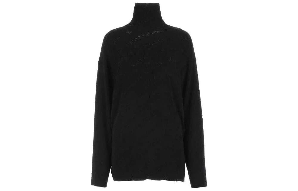 Balenciaga o1bcso1str0525 All-Over Turtleneck Sweater in Black Size S / US 4 / IT 40 - 2 Thumbnail