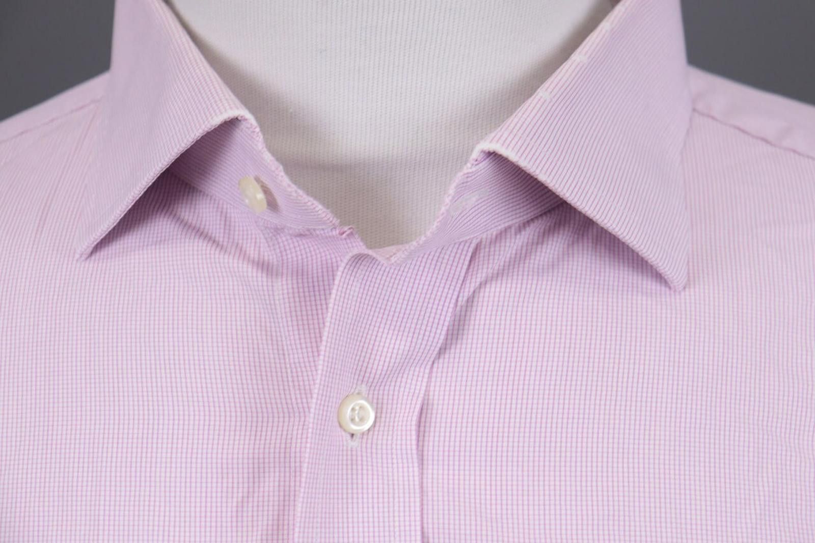 Designer Boggi Milano Pink Check Button Down Shirt 44 / 17 1/2 Size US M / EU 48-50 / 2 - 4 Thumbnail