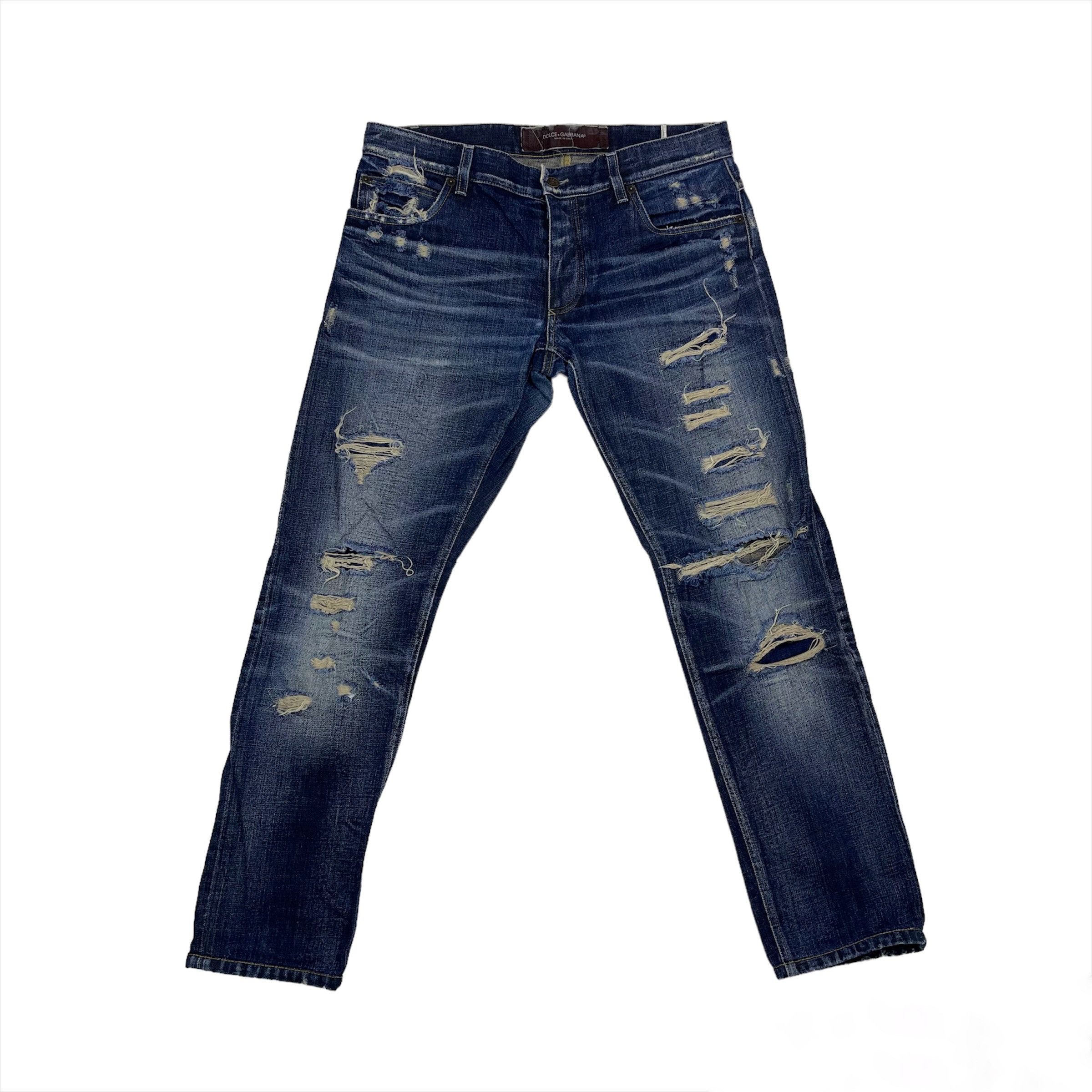 image of Archival Clothing x Distressed Denim D&g 14 Gold Made In Italy Denim Jeans 1103/am in Blue (Size 34