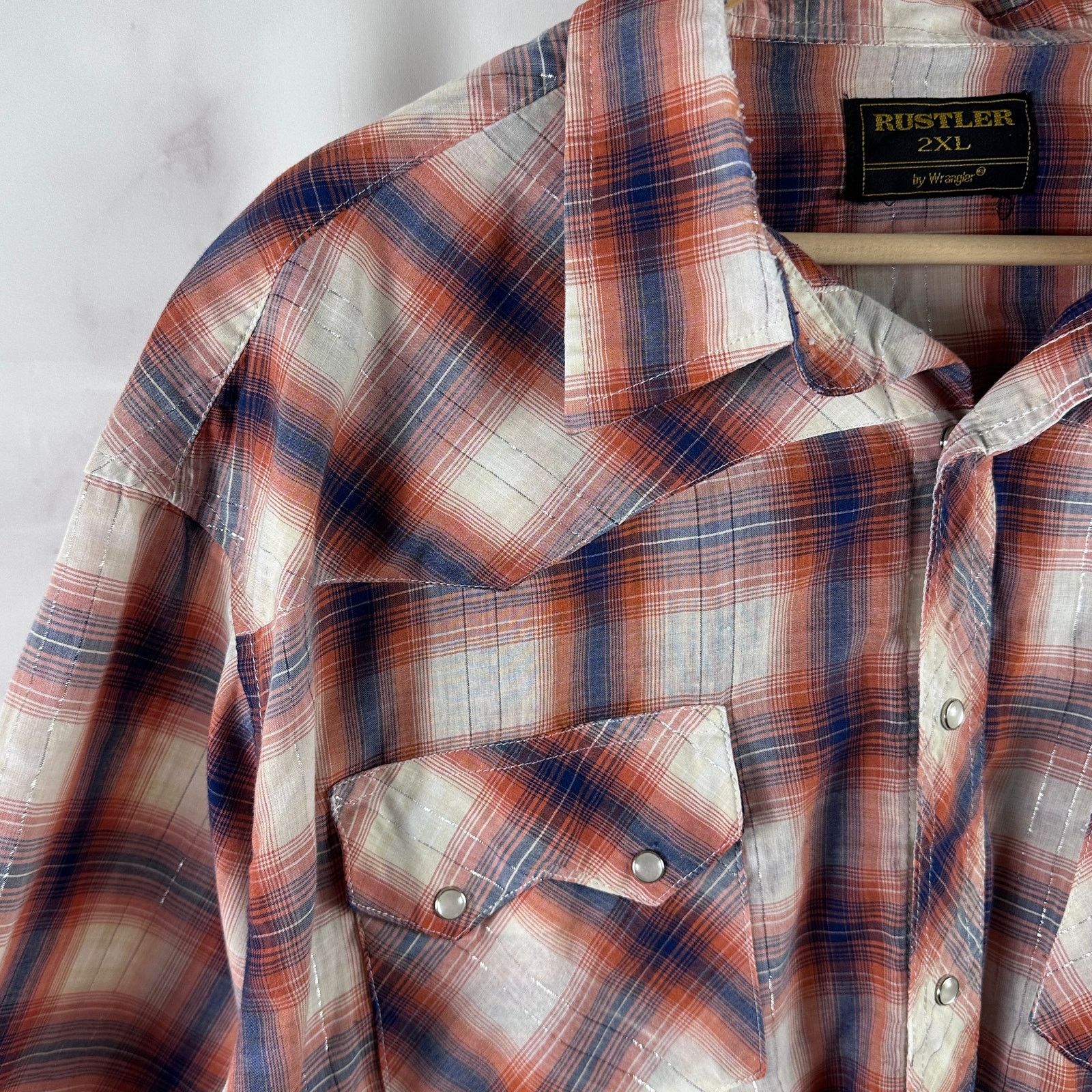 Rustler Vintage Western Plaid Pearl Snap Shirt Size US XXL / EU 58 / 5 - 2 Thumbnail