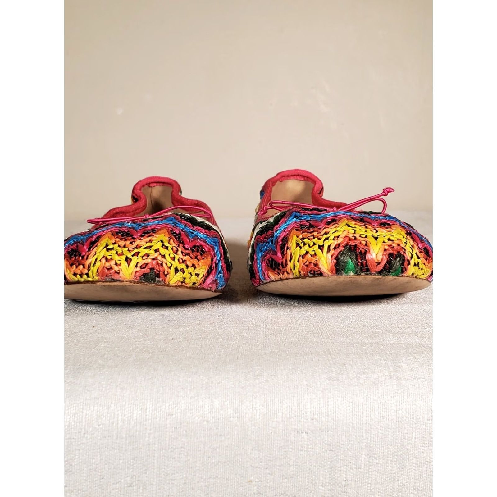 J.Crew J.CREW Evie Ballet Flats Size US 9.5 Brilliant Azalea Zig-Zag Raffia Women's Size US 10 / IT 40 - 4 Thumbnail