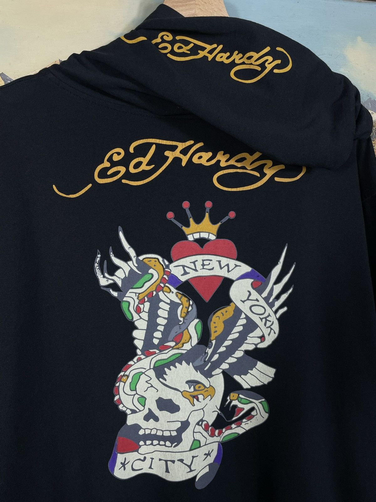 Christian Audigier × Ed Hardy × Vintage Ed Hardy Retro 00s Hoodie Drip Swag Cyber Affliction Grunge Size XL / US 12-14 / IT 48-50 - 1 Thumbnail