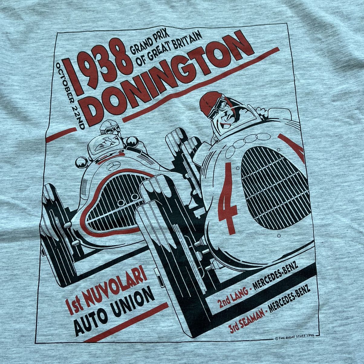 Vintage Vintage 90s Donington 1938 Grand Prix of GB Racing T Shirt Size US XL / EU 56 / 4 - 3 Thumbnail