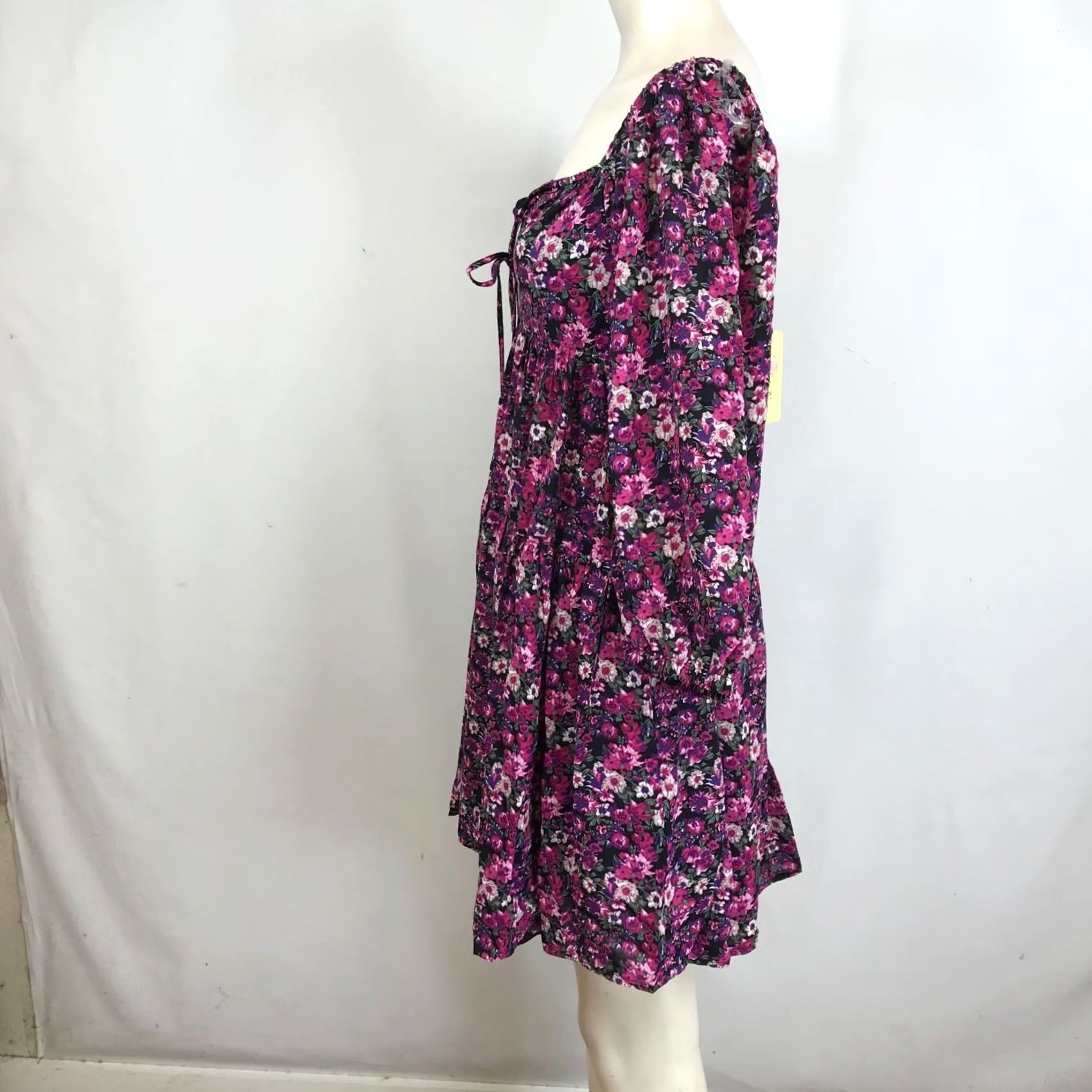 Vintage ENTRO Women's M Floral Long Sleeve Ties at Neck Polyester Shift Dress Shirt? Size M / US 6-8 / IT 42-44 - 6 Thumbnail