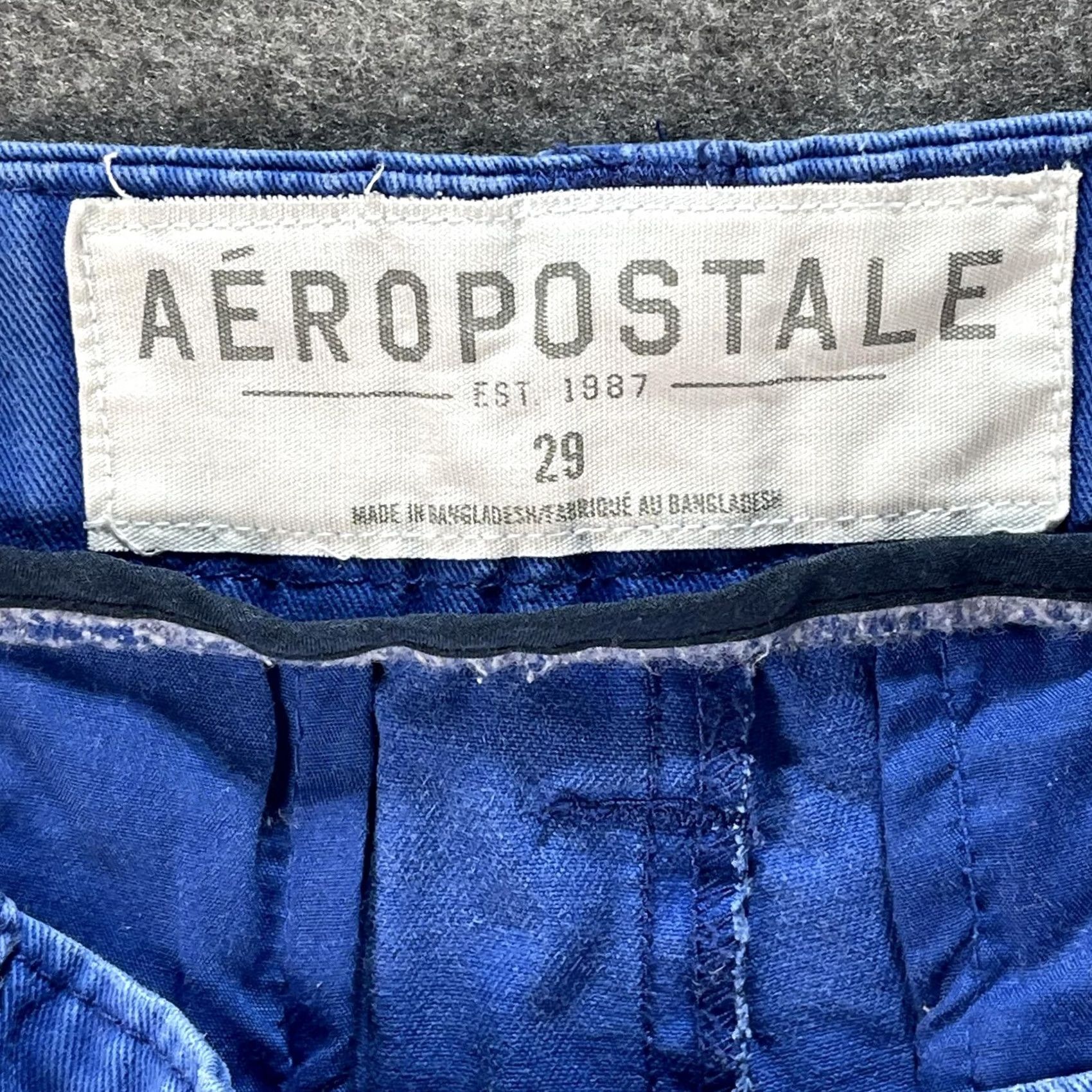 Vintage Aeropostale Shorts Mens 29 Blue Chino Twill Flat Front Casual Cotton Zip Fly Size US 29 - 3 Thumbnail