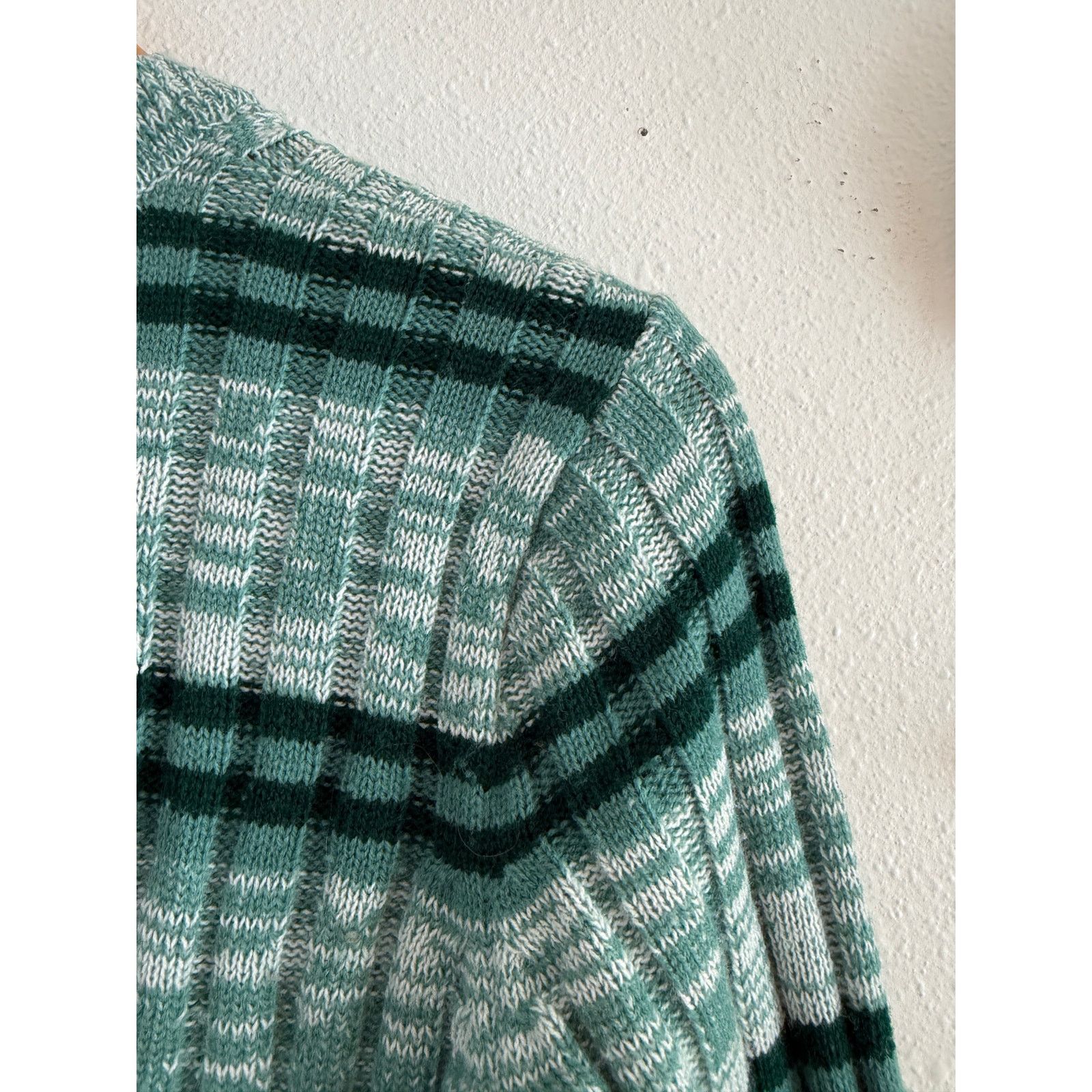 Vintage 70s Green Stripe Cardigan Size ONE SIZE - 8 Thumbnail