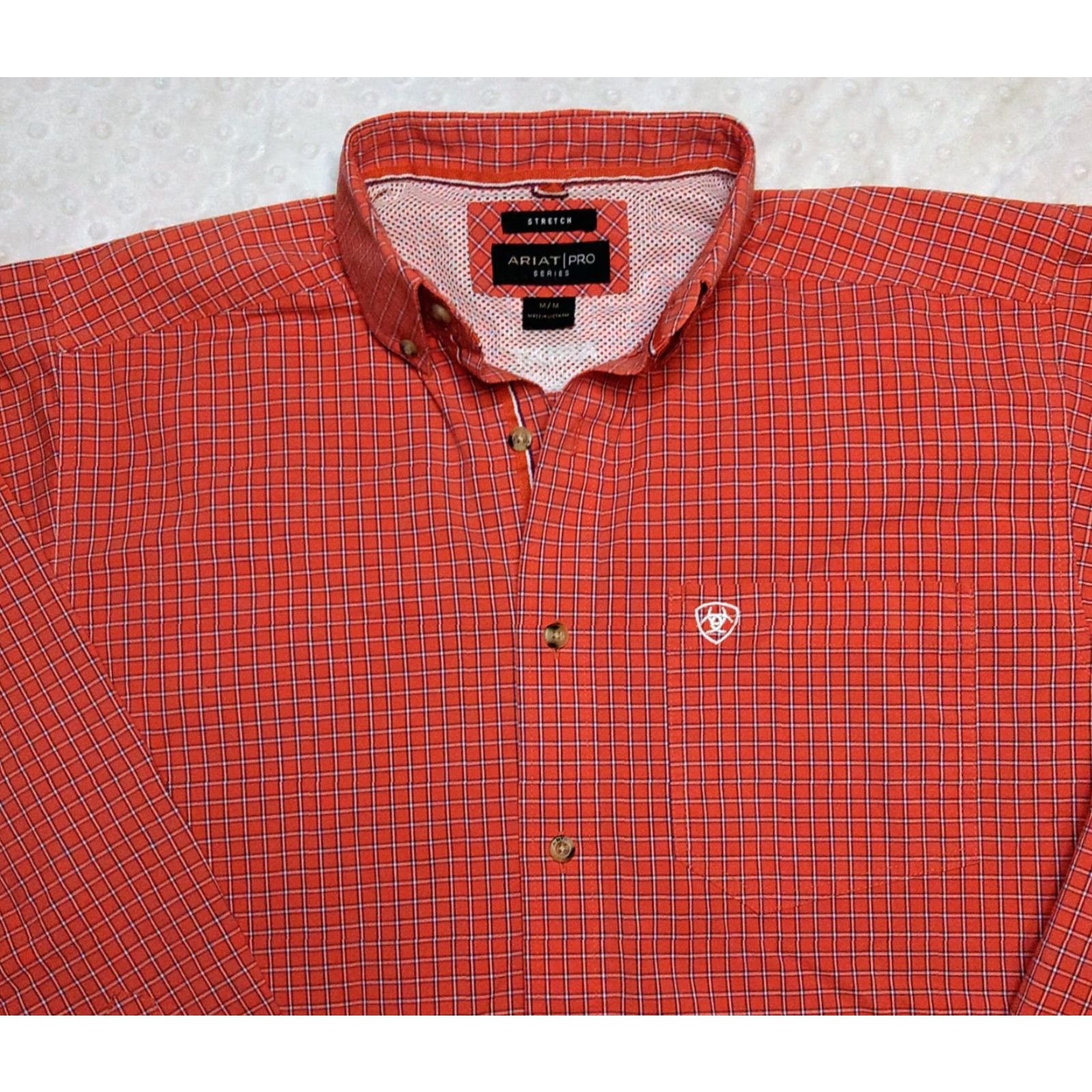 Ariat Ariat Pro Series Shirt Mens Medium Red Orange Check Button-Down Western Rodeo Size US M / EU 48-50 / 2 - 4 Thumbnail