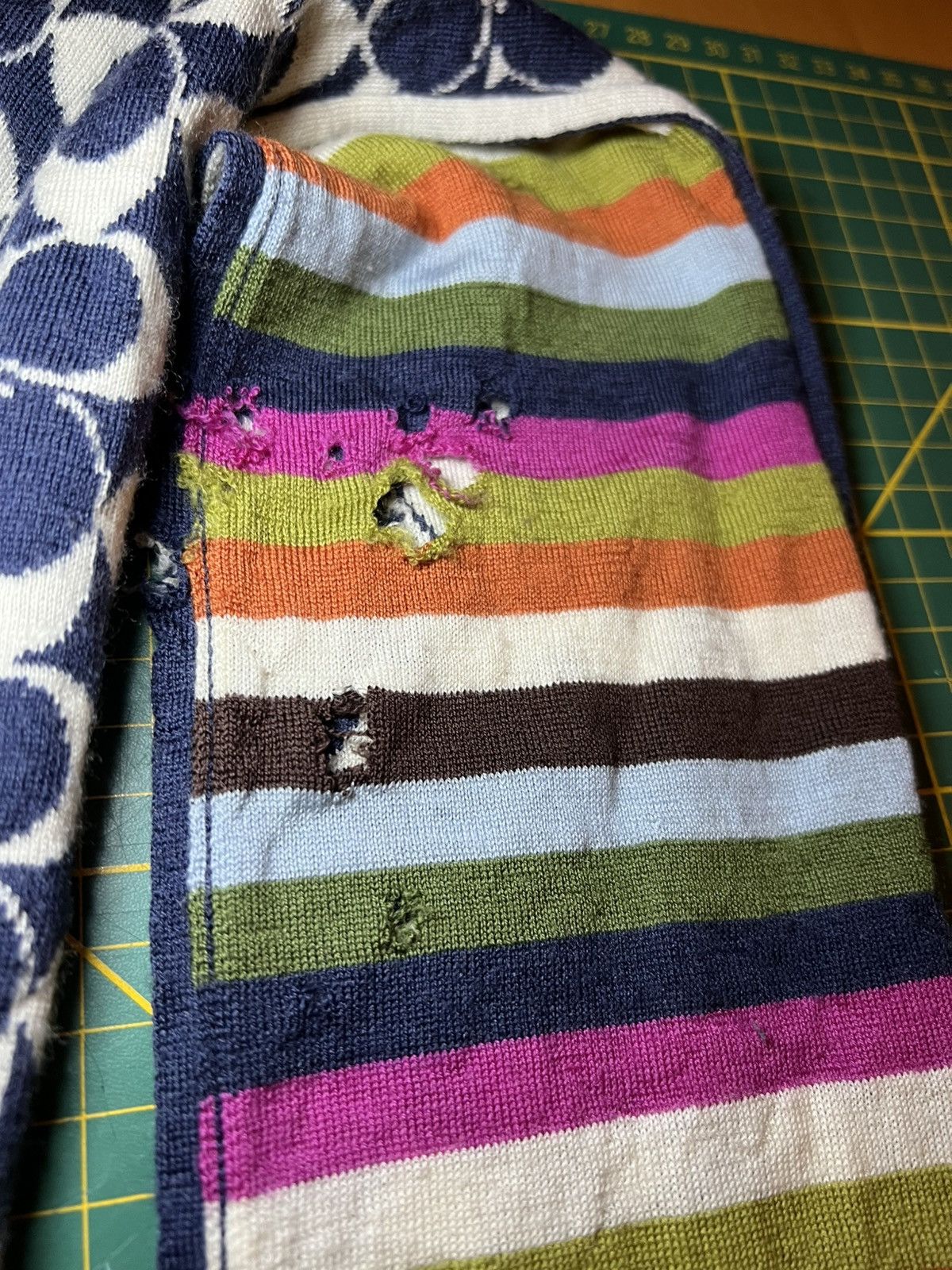 Coach Vintage thrashed multi colour striped monogram wool scarf Size ONE SIZE - 7 Thumbnail