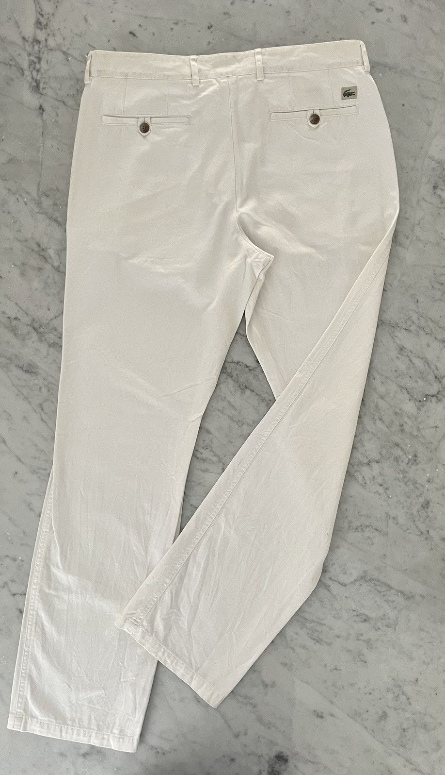 Lacoste MEN’S LACOSTE WHITE COTTON PANTS Size US 44 / EU 60 - 3 Thumbnail