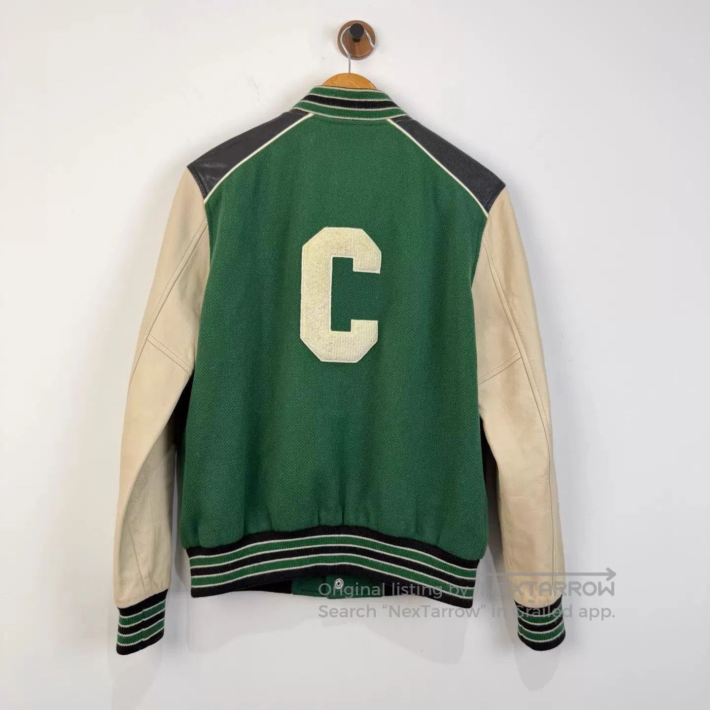Celine Green Varsity Jacket with Contrast Sleeves - Size S. Size US S / EU 44-46 / 1 - 2 Thumbnail