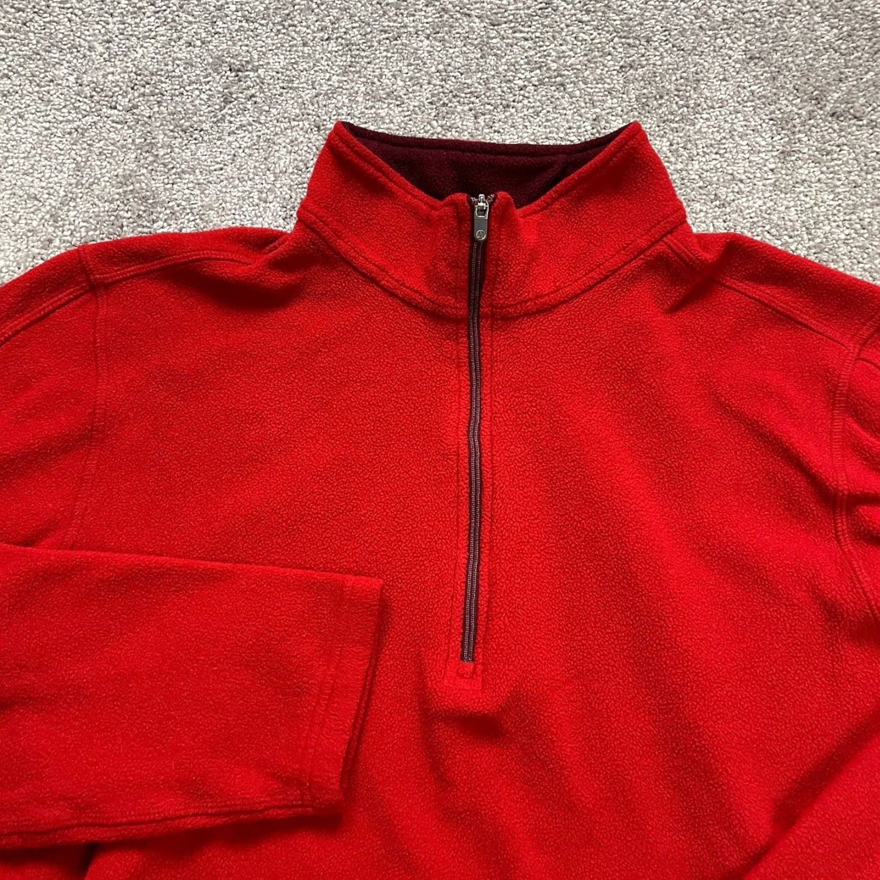 Lands' End Lands' End Fleece Jacket Women Large Red 1/4 Zip High Neck Outdoor Hike Pullover Size L / US 10 / IT 46 - 3 Thumbnail