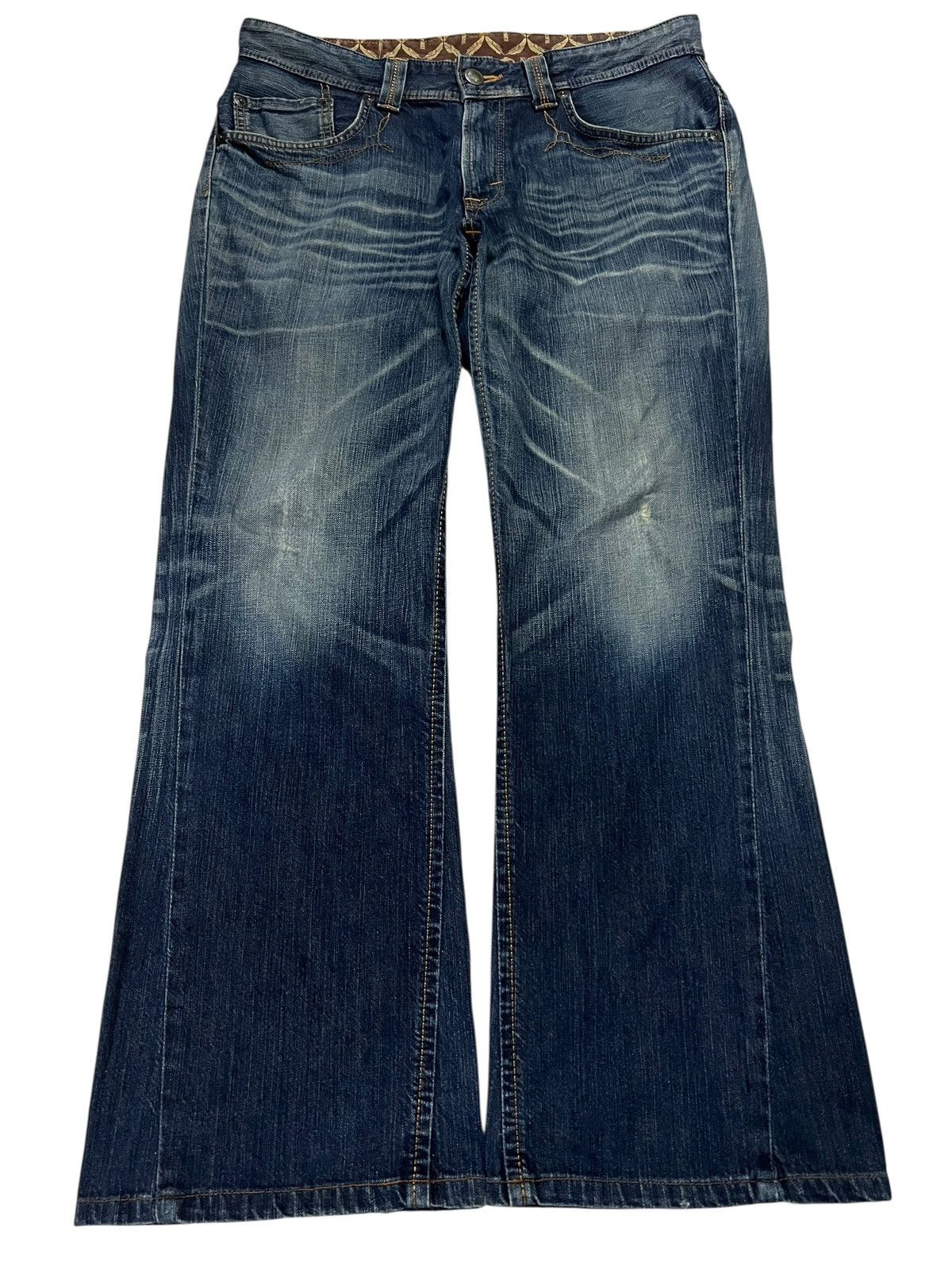 Edwin × Vintage 💥Flare💥Edwin 503 Blue Trip Distress Jean | Grailed