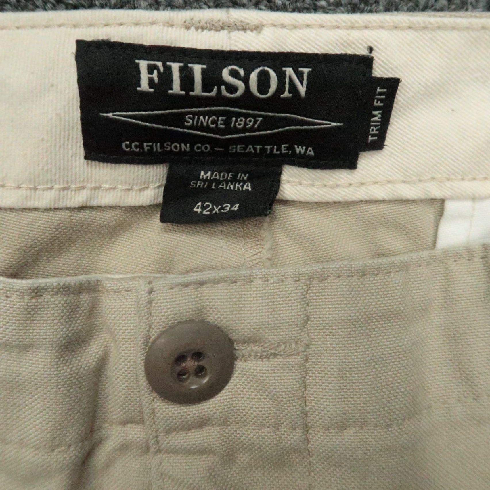Filson Filson Pants Mens 42x34 River Rock Draftsman Canvas Chino Trouser Pockets Size US 42 / EU 58 - 3 Thumbnail