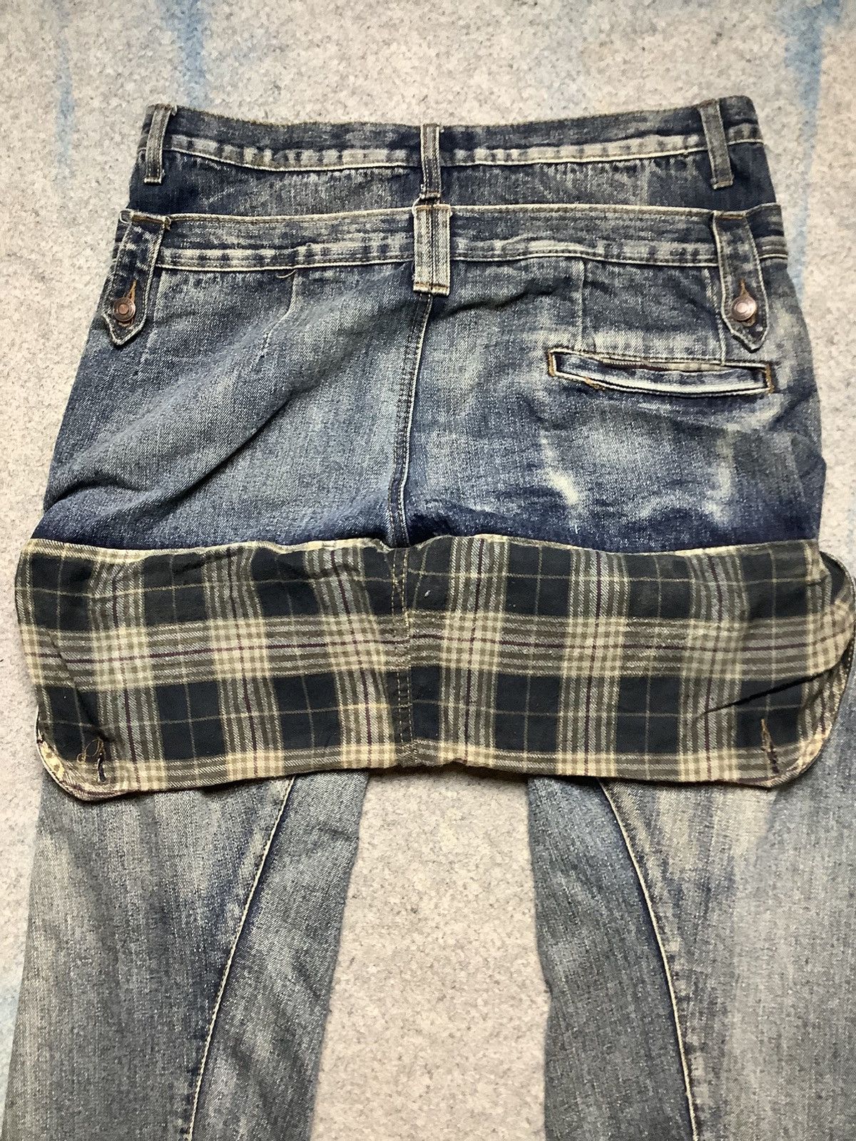If Six Was Nine × KMRii × PPFM Vintage Y2K Breath Mint Double Waist Spiral Cut Denim Jeans Size US 35 - 10 Thumbnail