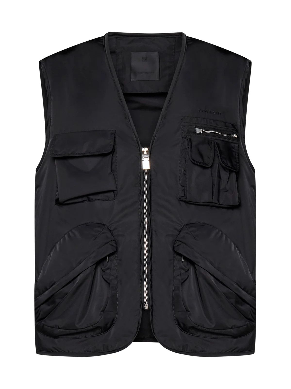 o1srvl11e0624 Zip-Up Logo Embroidered Vest in Black