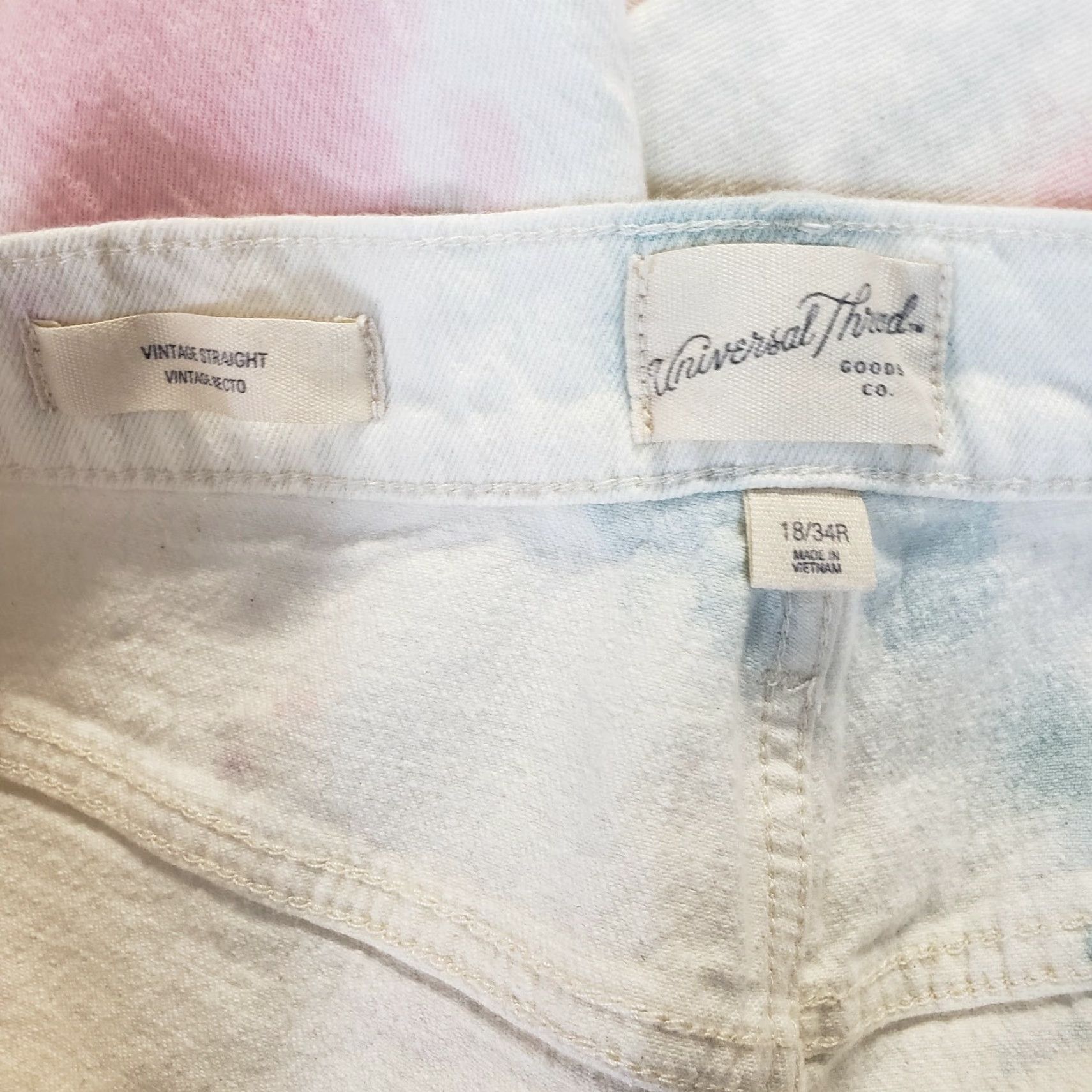 Vintage Universal Thread Womens Straight Jeans Sz 18 White Pink High Rise Size 40" / US 18 - 6 Thumbnail