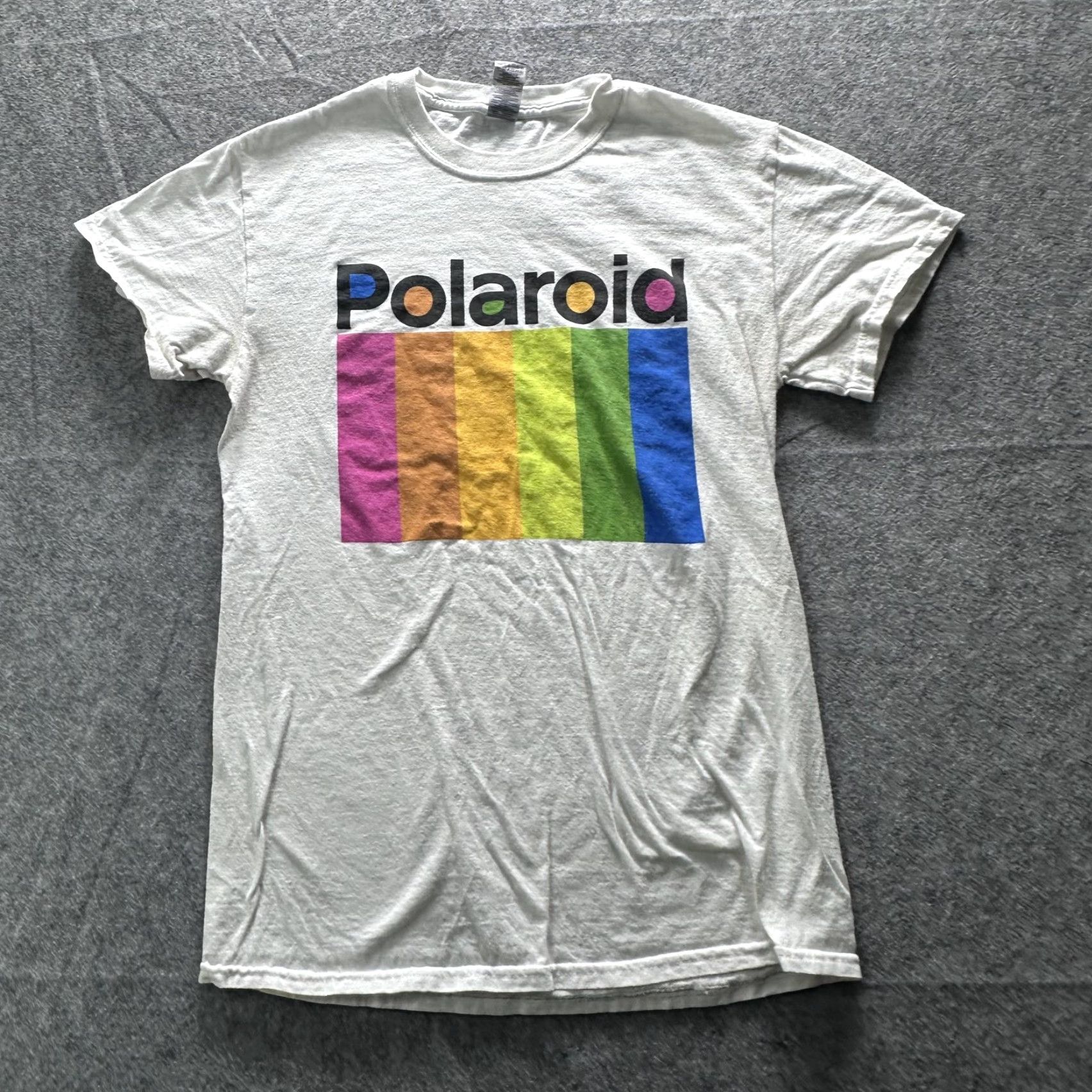 Polaroid Polaroid Shirt Mens M White Graphic Print Tee Crewneck Rainbow Bars Logo Modern Retro 90s Mens Size US M / EU 48-50 / 2 - 2 Thumbnail