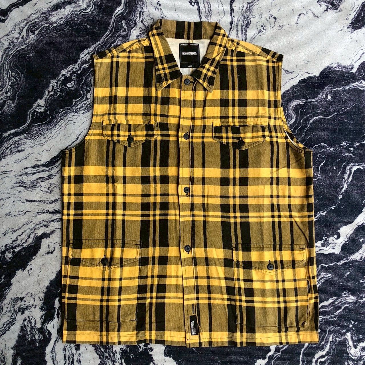 Neighborhood Neighborhood Yellow Plaid Utility Vest Size US M / EU 48-50 / 2 - 1 Thumbnail
