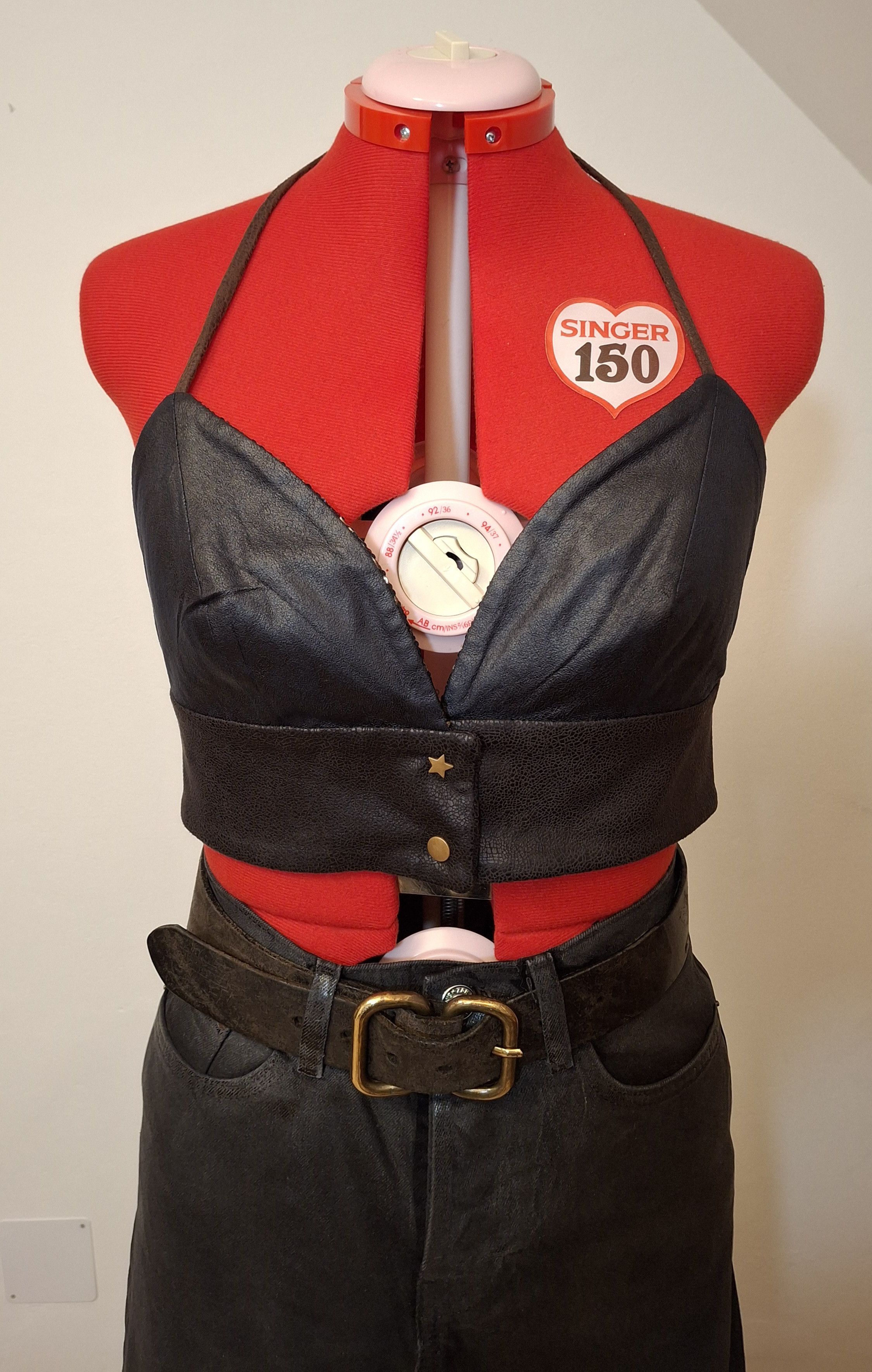 Handmade ​1/1 Sequin & Vegan Leather Bustier - Glam Western Top Size L / US 10 / IT 46 - 7 Thumbnail