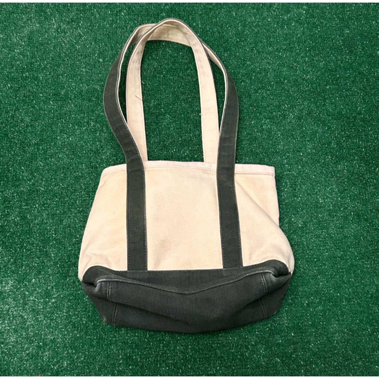 Vintage VINTAGE Cabela’s Tote Bag Small Canvas Green Lined 1980s Unisex Adults Beige Rare Bean Style Tote Size ONE SIZE - 3 Thumbnail