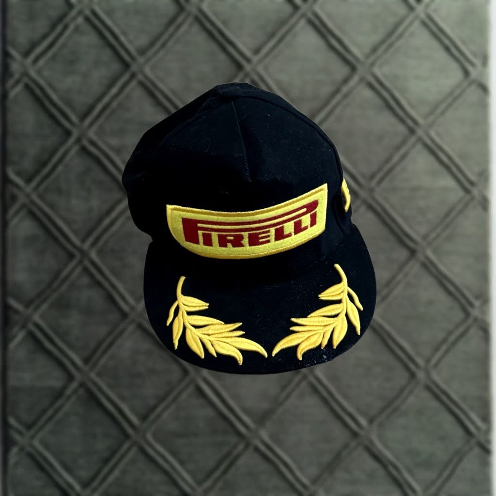 Vintage Pirelli Racing Hat Adjustable Black One Size Mens Adult Gold Leaf F1 Cars Size ONE SIZE - 1 Thumbnail