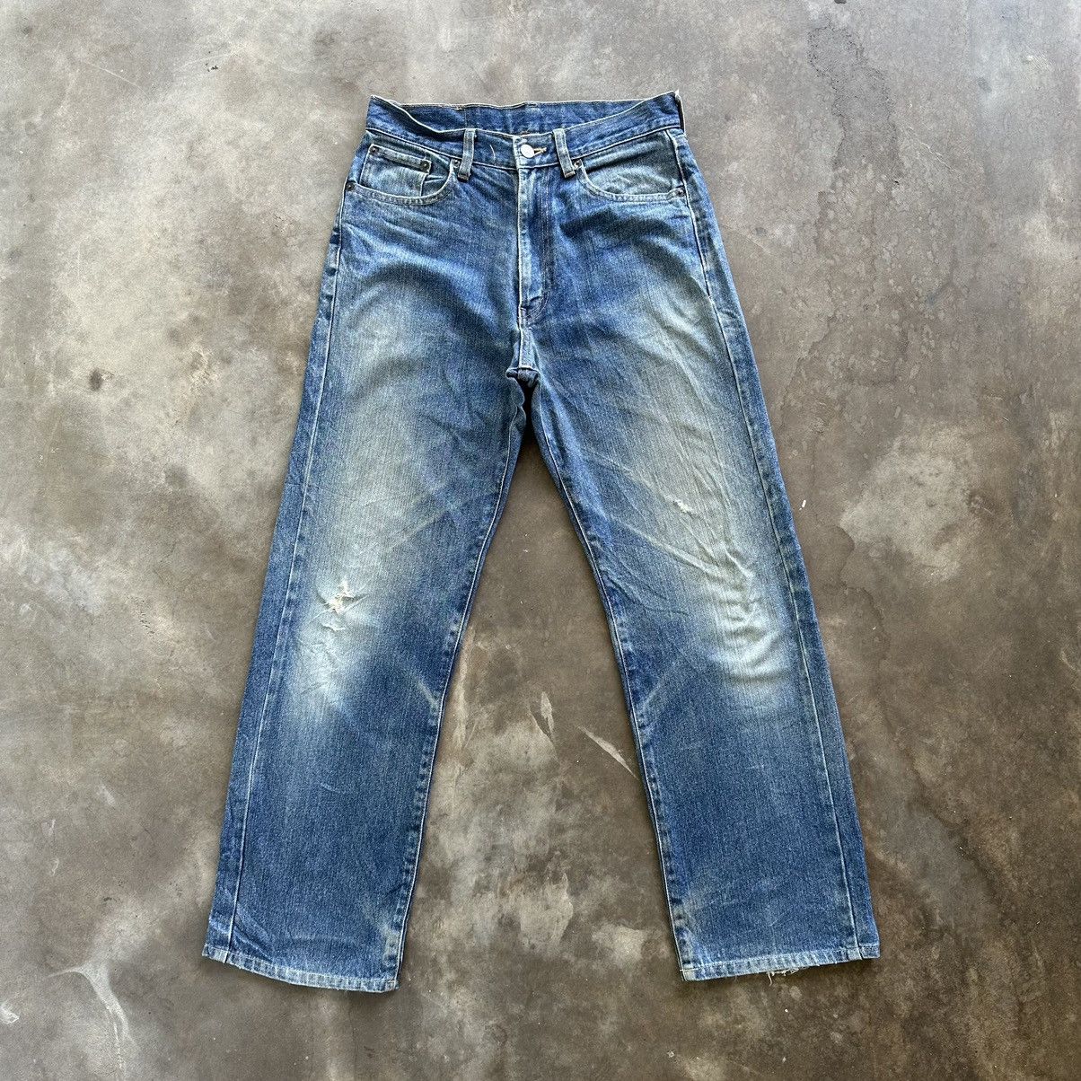 Japanese Brand Vintage Japanese Distressed Faded Denim Jean Pant W29 Size US 29 - 1 Thumbnail