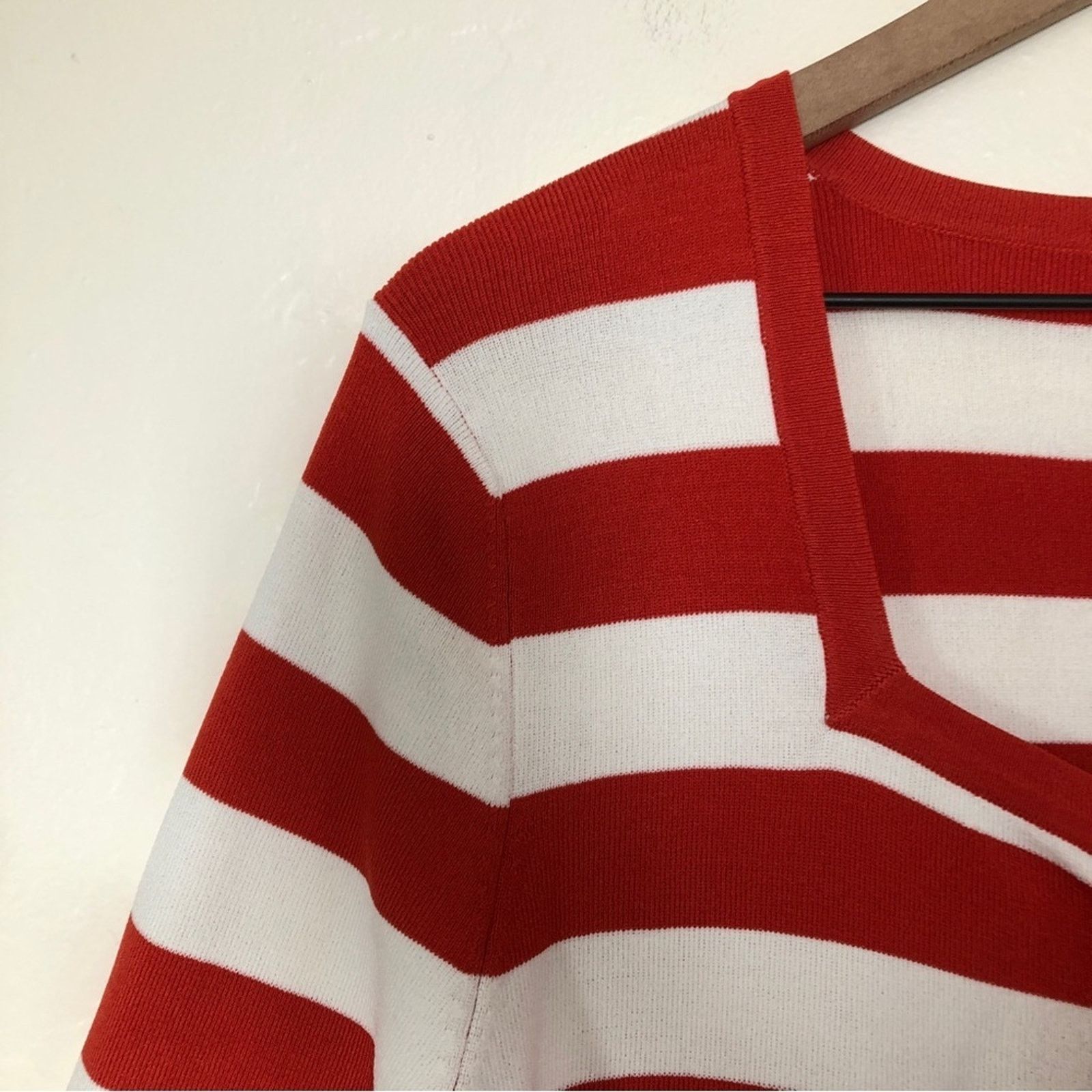 Other Kenar Red and White Striped Square Neck Tie Knot Sweater Top Size L / US 10 / IT 46 - 4 Thumbnail