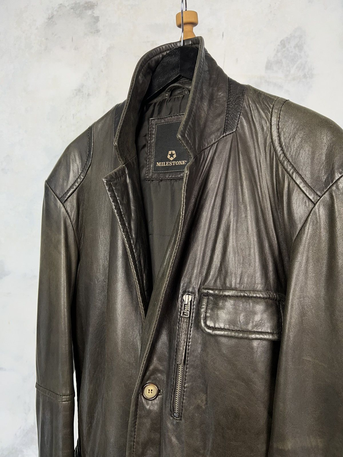 Milestone Milestone Leather Blazer Jacket Size L - XL Size US XL / EU 56 / 4 - 4 Thumbnail