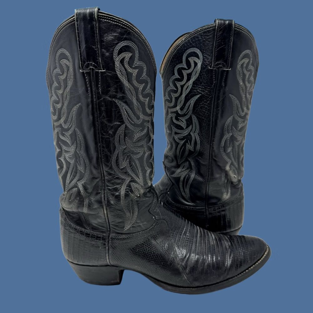 Justin Boots 1950s? Vintage Justin Boots Black Leather Men 