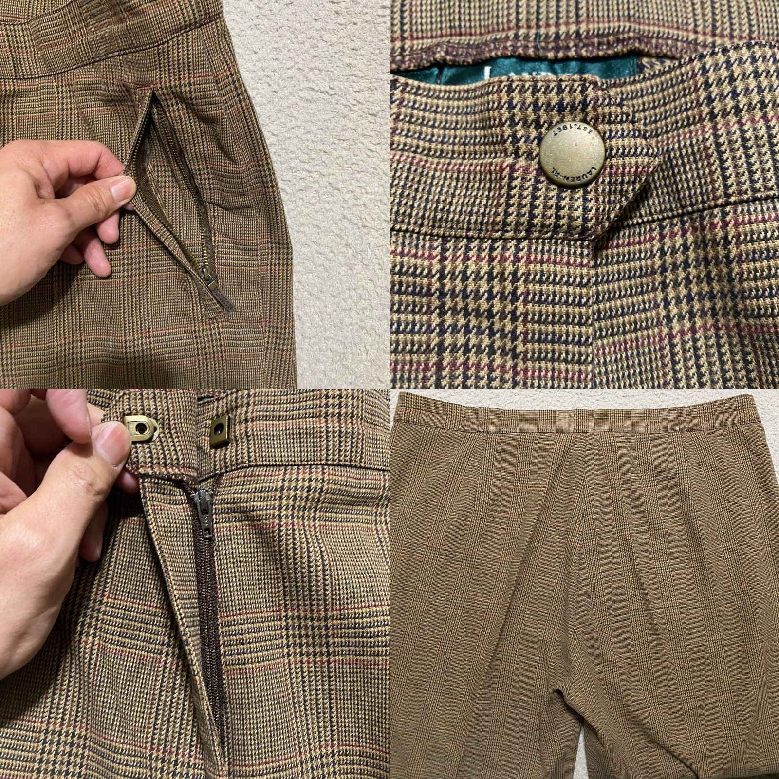 Ralph Lauren Lauren Ralph Lauren Womens Dress Pants 14W Plus Brown Plaid High Rise Straight Pants Women Size 36" / US 14 / IT 50 - 8 Thumbnail
