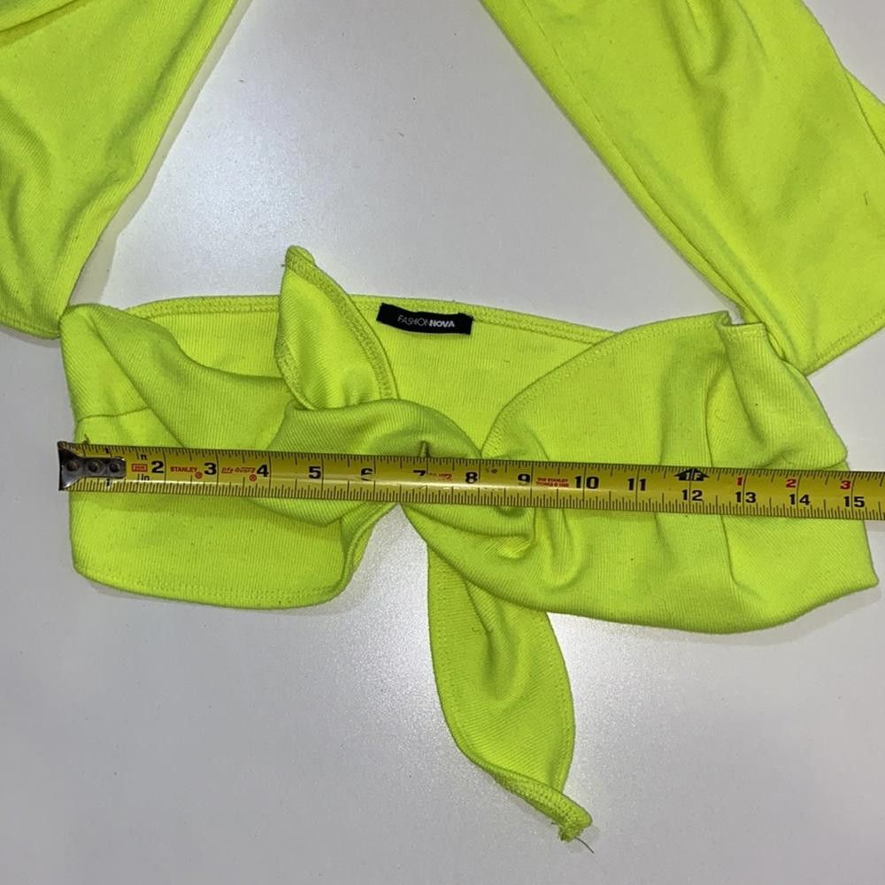 Fashion Nova Fashion Nova I Neon Off The Shoulder Tie Crop Top Size M / US 6-8 / IT 42-44 - 4 Thumbnail