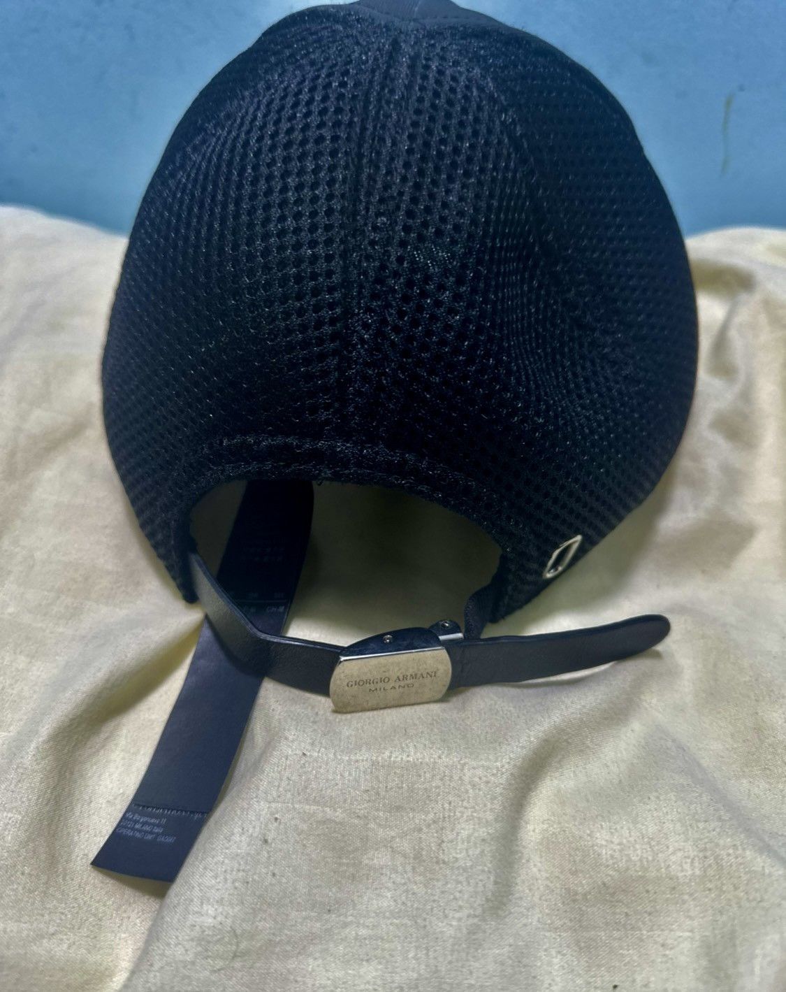 Giorgio Armani GIORGIO ARMANI Solid Pattern Cap , leather logo , Adjustable Size ONE SIZE - 2 Thumbnail