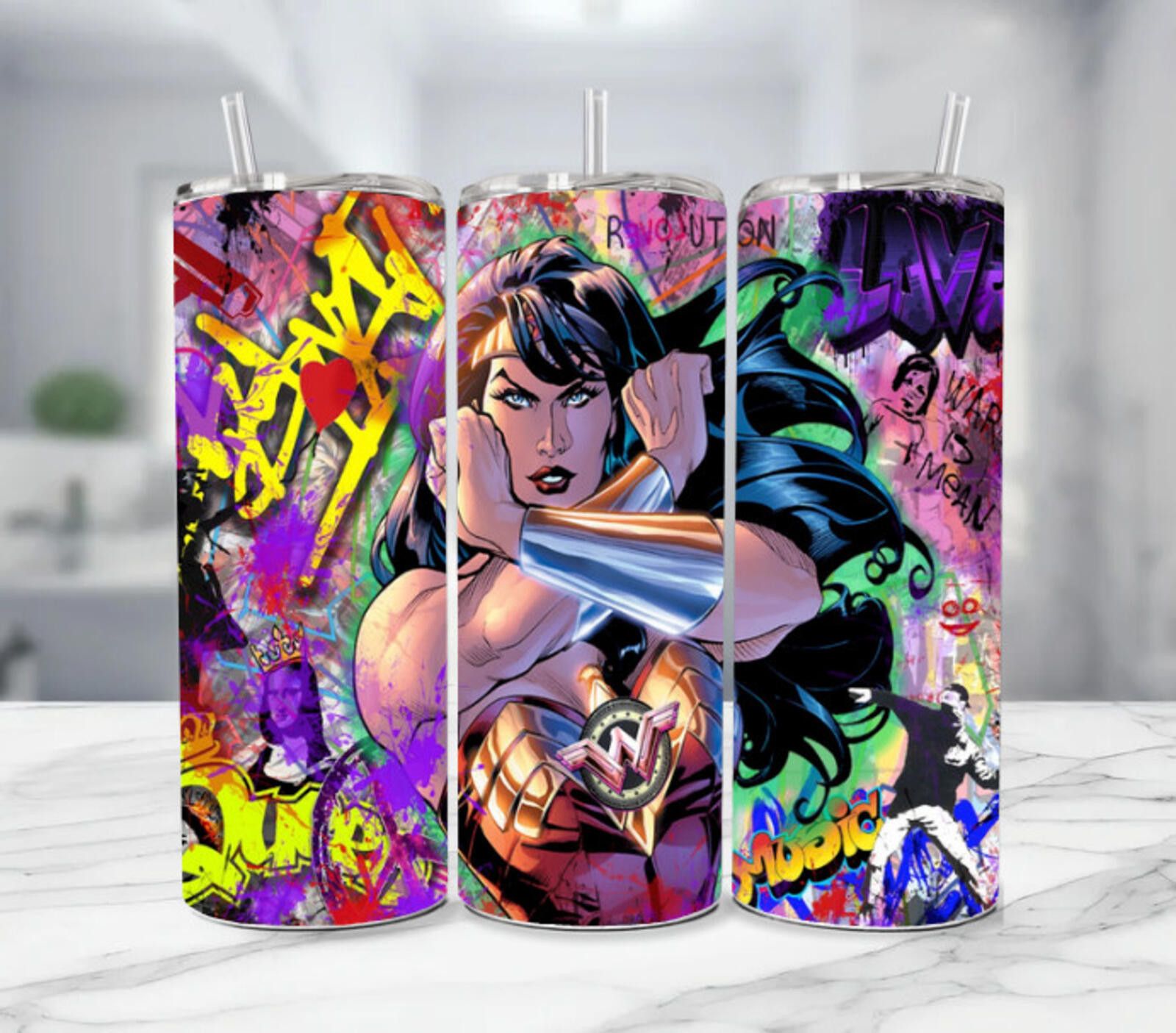 The Unbranded Brand Artist Rendering Wonder Woman Stainless Steel Tumbler 20 Oz Size ONE SIZE - 1 Thumbnail