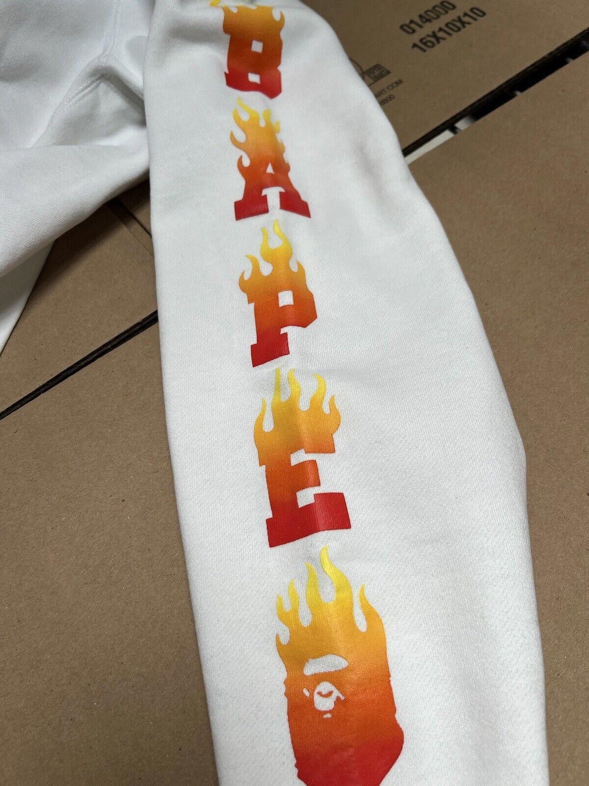 Bape A Bathing Ape BAPE FLAME Fire Logo Zip up hoodie Sz XL White Size US XL / EU 56 / 4 - 4 Thumbnail