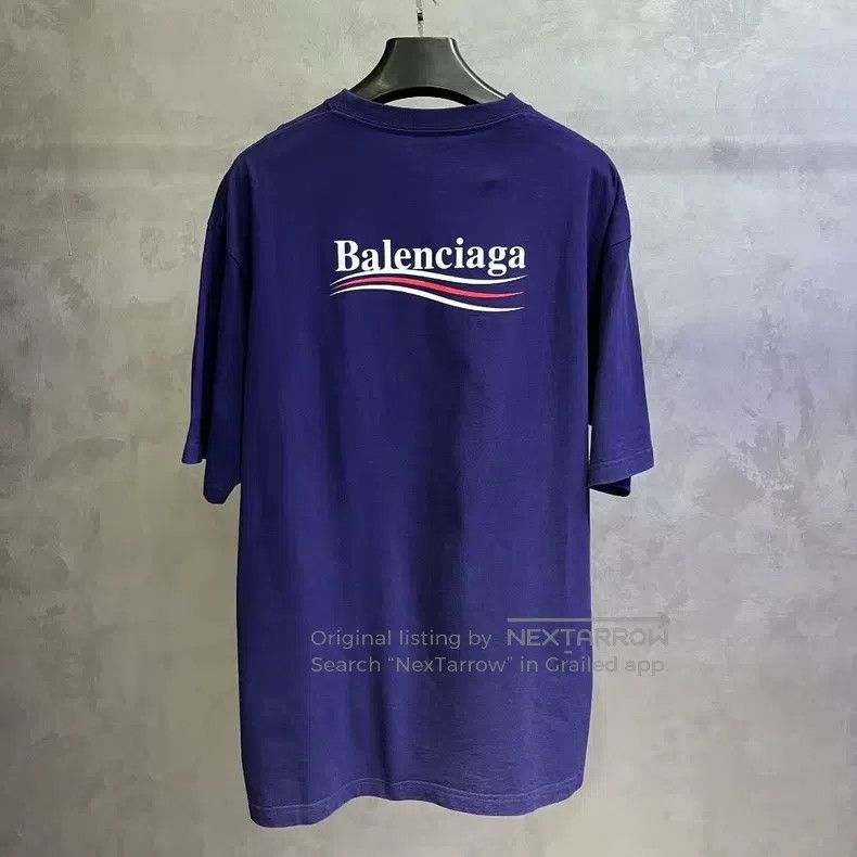 Balenciaga Balenciaga Dark blue letter Logo printed round neck short Size US L / EU 52-54 / 3 - 5 Thumbnail