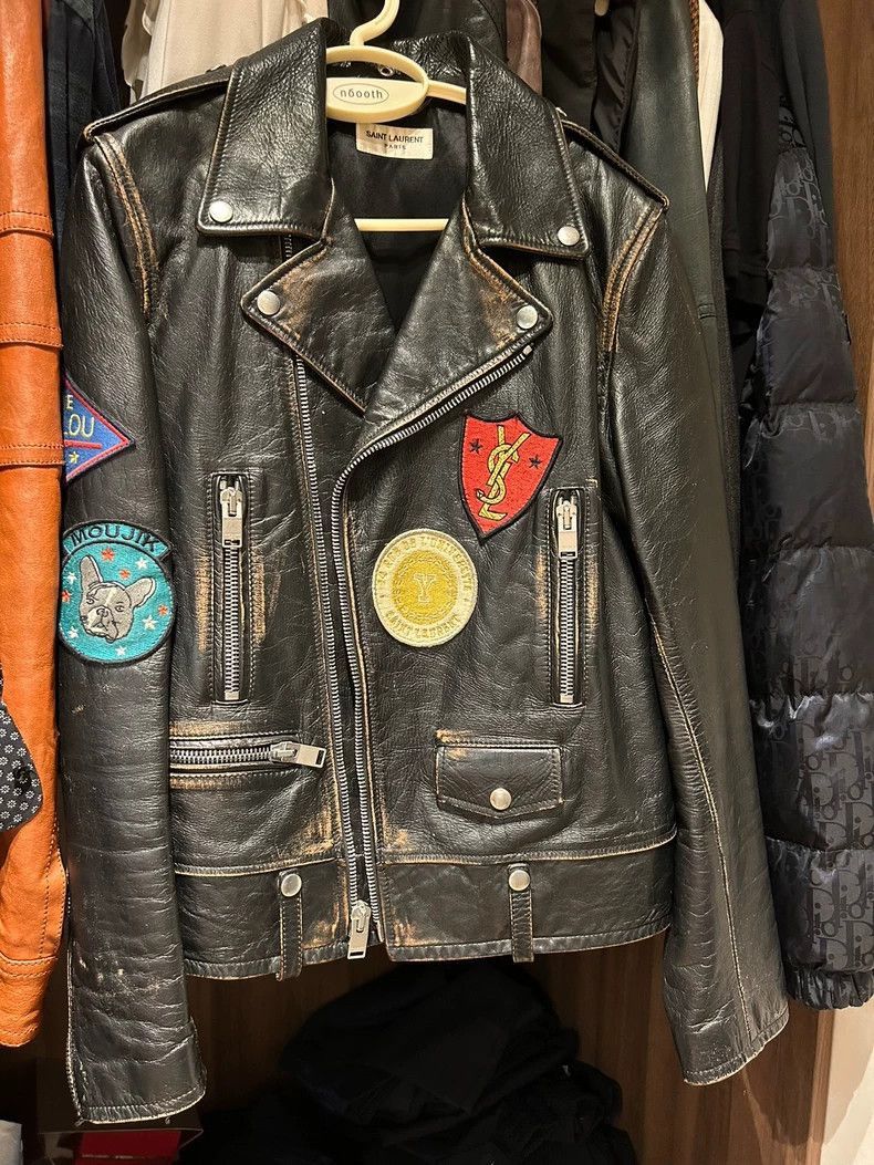 Saint Laurent Leather Jacket with Patches-