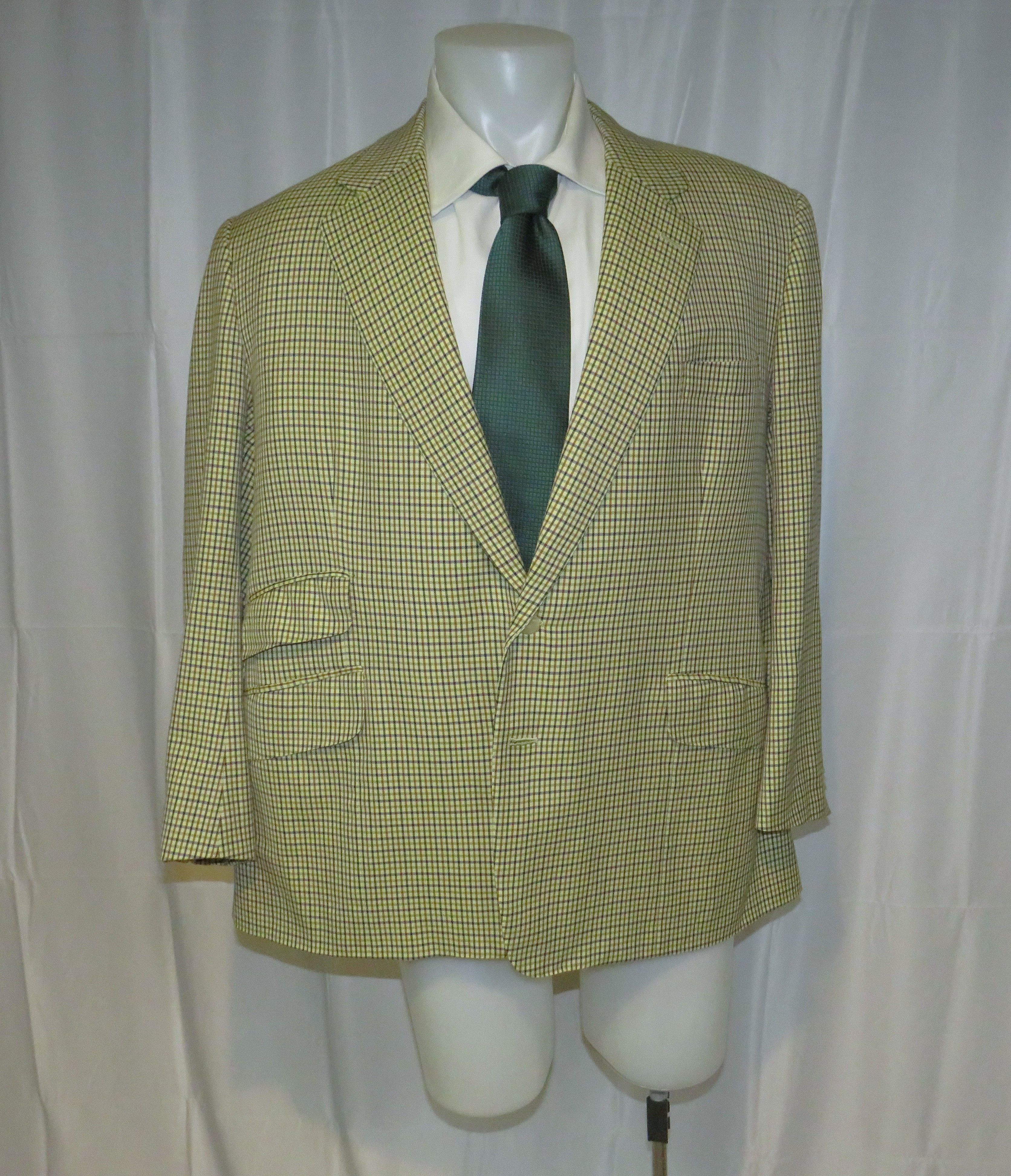 Henry Poole Savile Row Bespoke Cream Checked Two Button Sport Coat 44R Size 44R - 6 Thumbnail