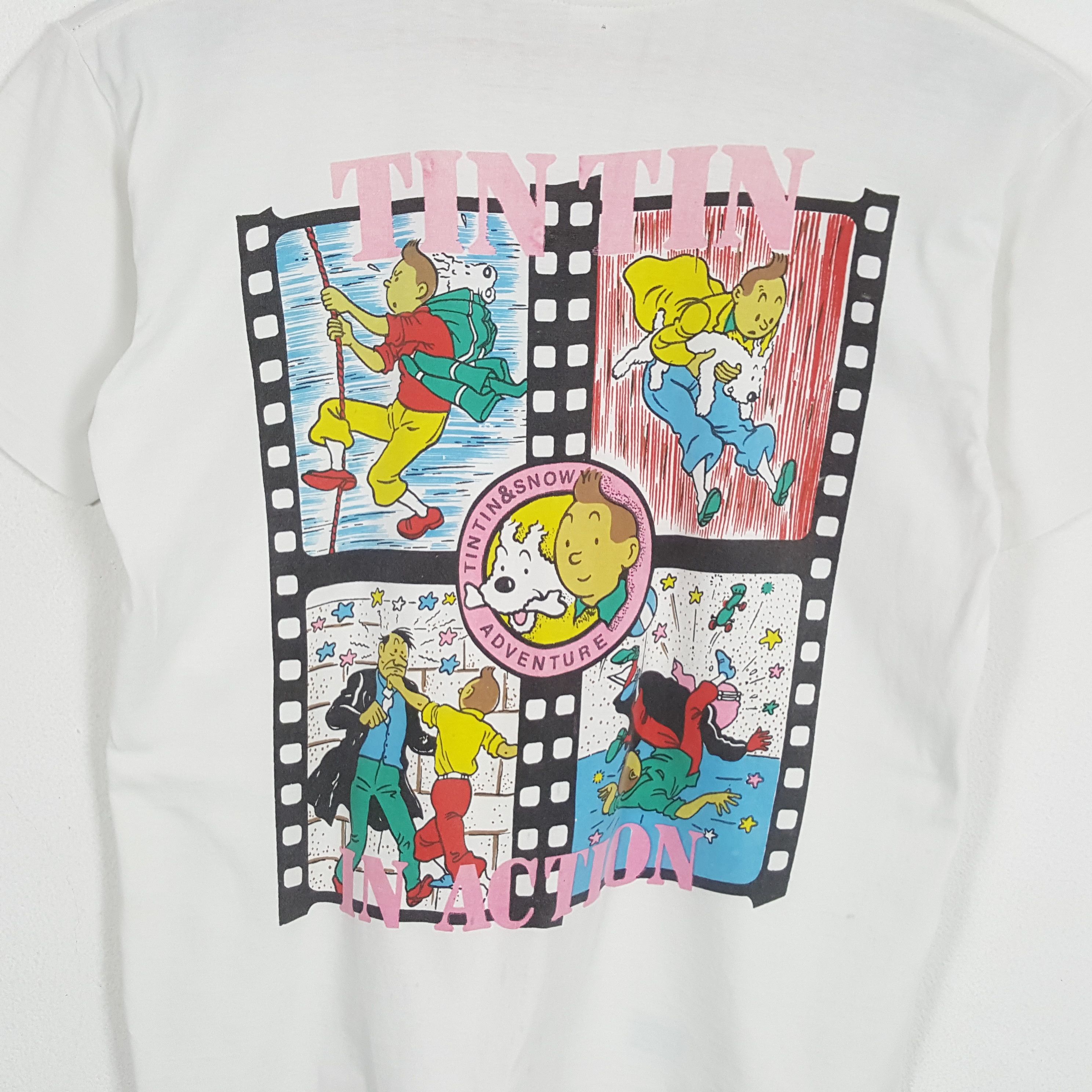 Vintage Vintage ADVENTURE OF TINTIN American Animated Movie T-Shirt Size US L / EU 52-54 / 3 - 2 Thumbnail